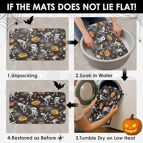 Miniatura 23 de Juego de cortinas de ducha de Halloween con tapa de inodoro y alfombras antideslizantes, 4 cortinas de ducha para baño, decoración simple de baño