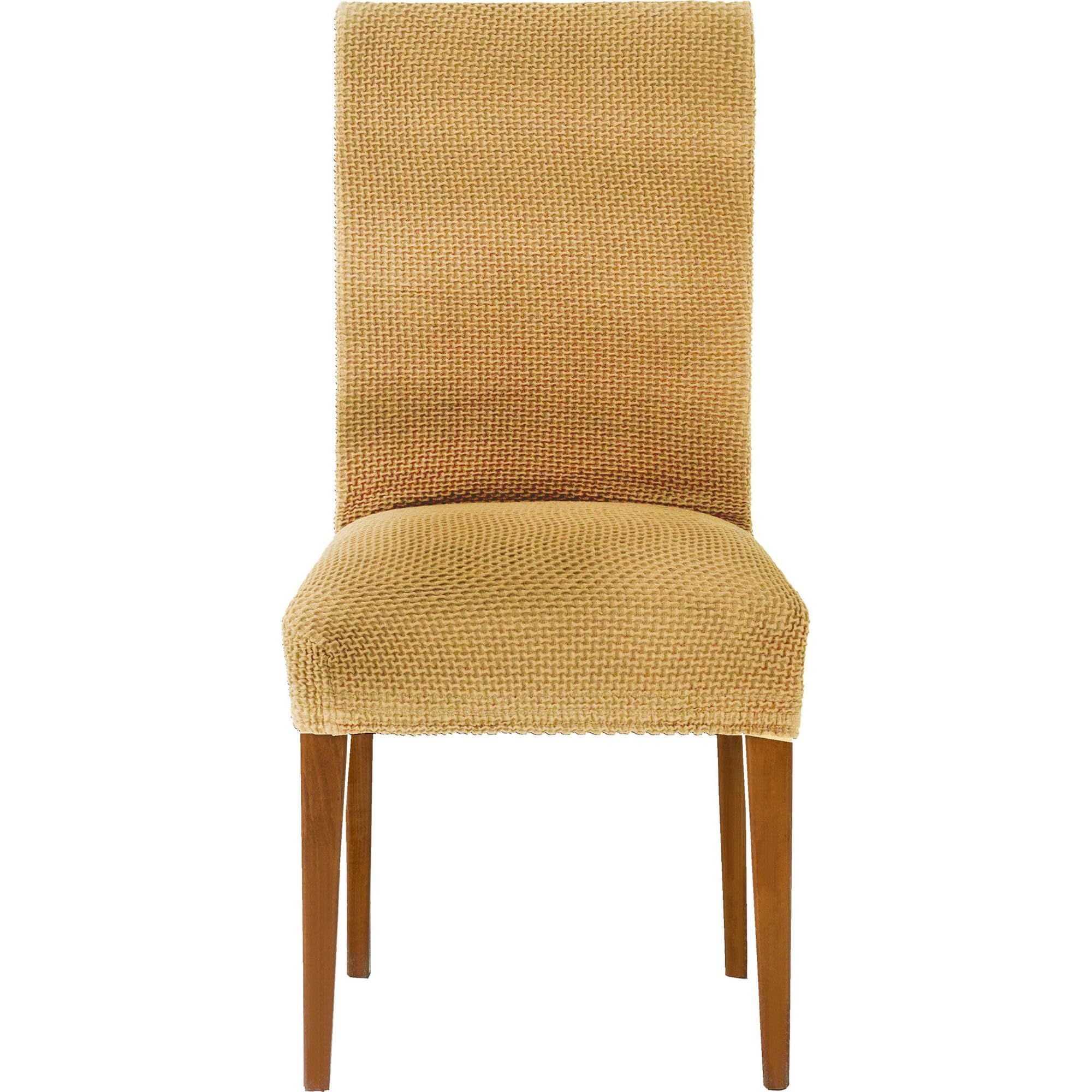 Fundas de silla bielásticas jacquard ECOMMERC3 mostaza con fabricación 100% española
