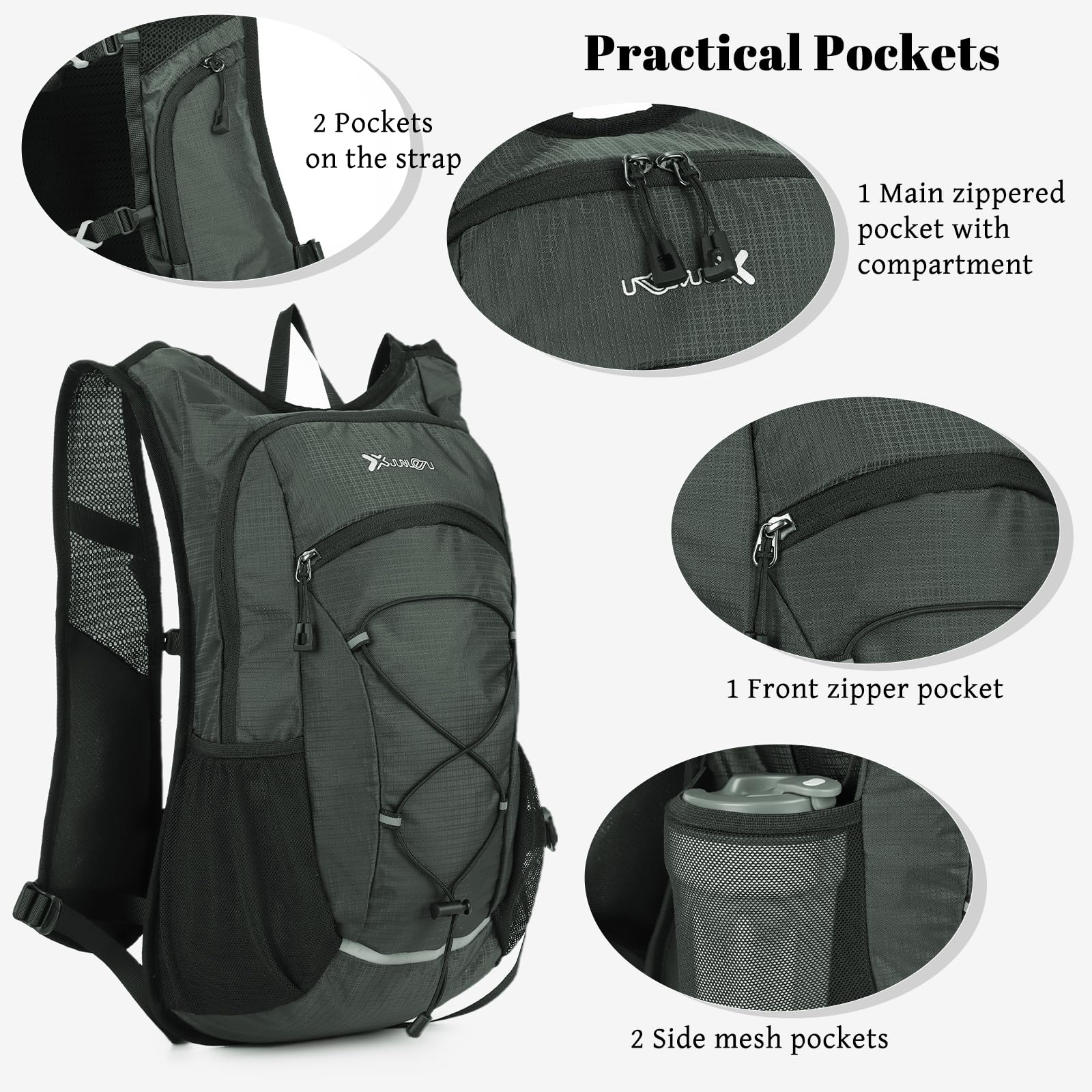 Mochila de Senderismo Impermeable 20 Litros para Mujer y Hombre Gris
