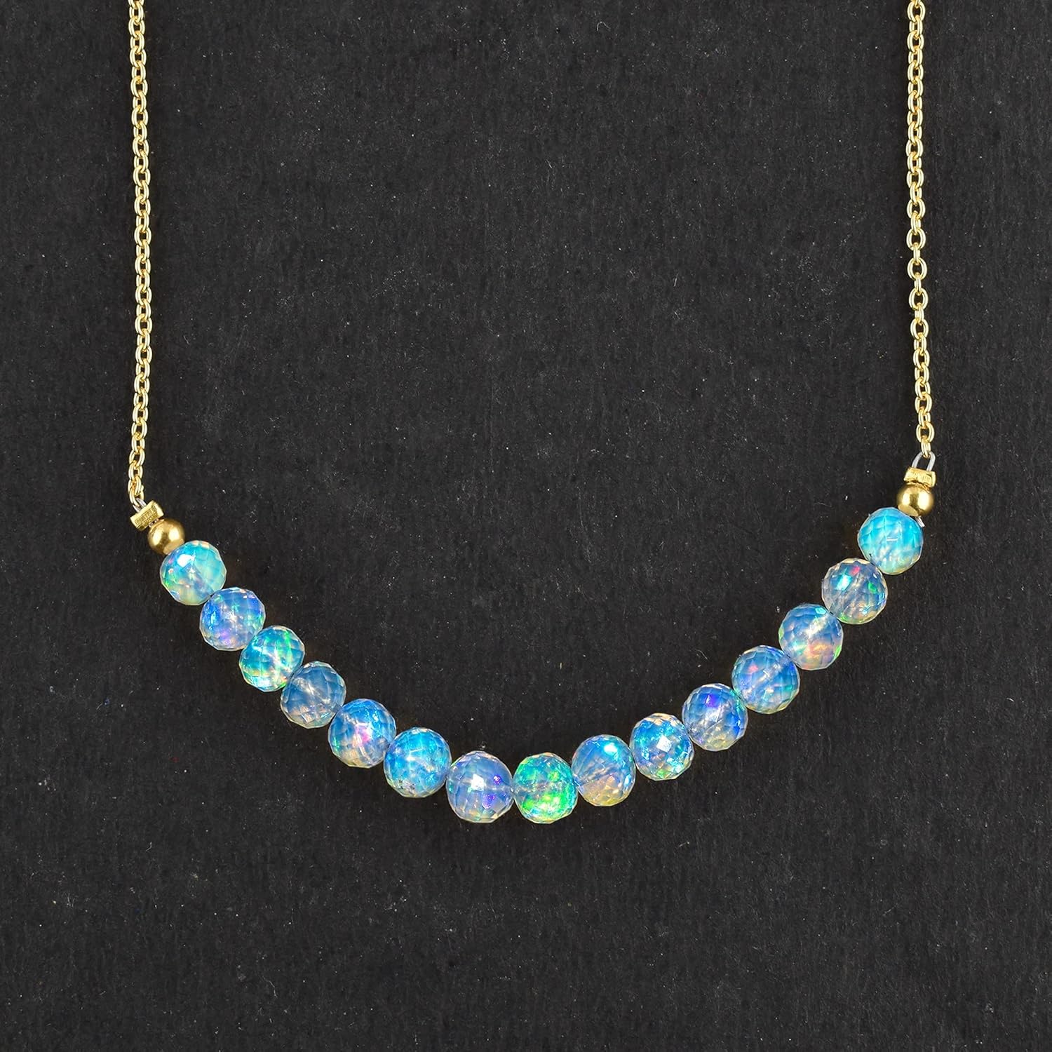 OdrillionGems 100% Natural AAA Ethiopian Opal Gemstones Dainty Bar Necklace, 14k Gold Plated - 925 Sterling Silver, Faceted Beads, Healing Crystals, Handmade, Wedding, Women Jewelry, Valentine Gifts - Image 6