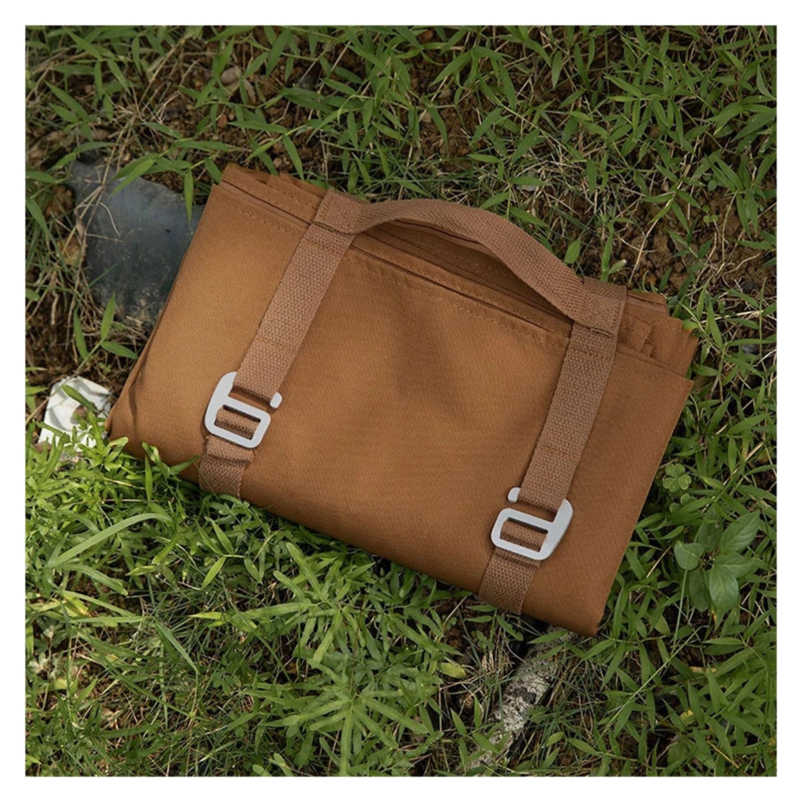 Coperta da spiaggia impermeabile per esterni, grande, portatile, da campeggio, picnic, con maniglia per il trasporto, ideale per viaggi in famiglia e attività all'aperto (bianco)