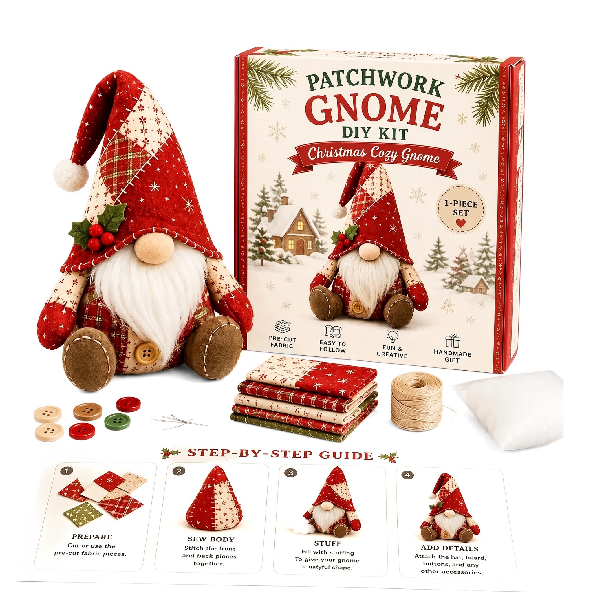 Comforso Patchwork Kits Fairy Patchwork DIY Kits Christmas Gnome Red 1 Set