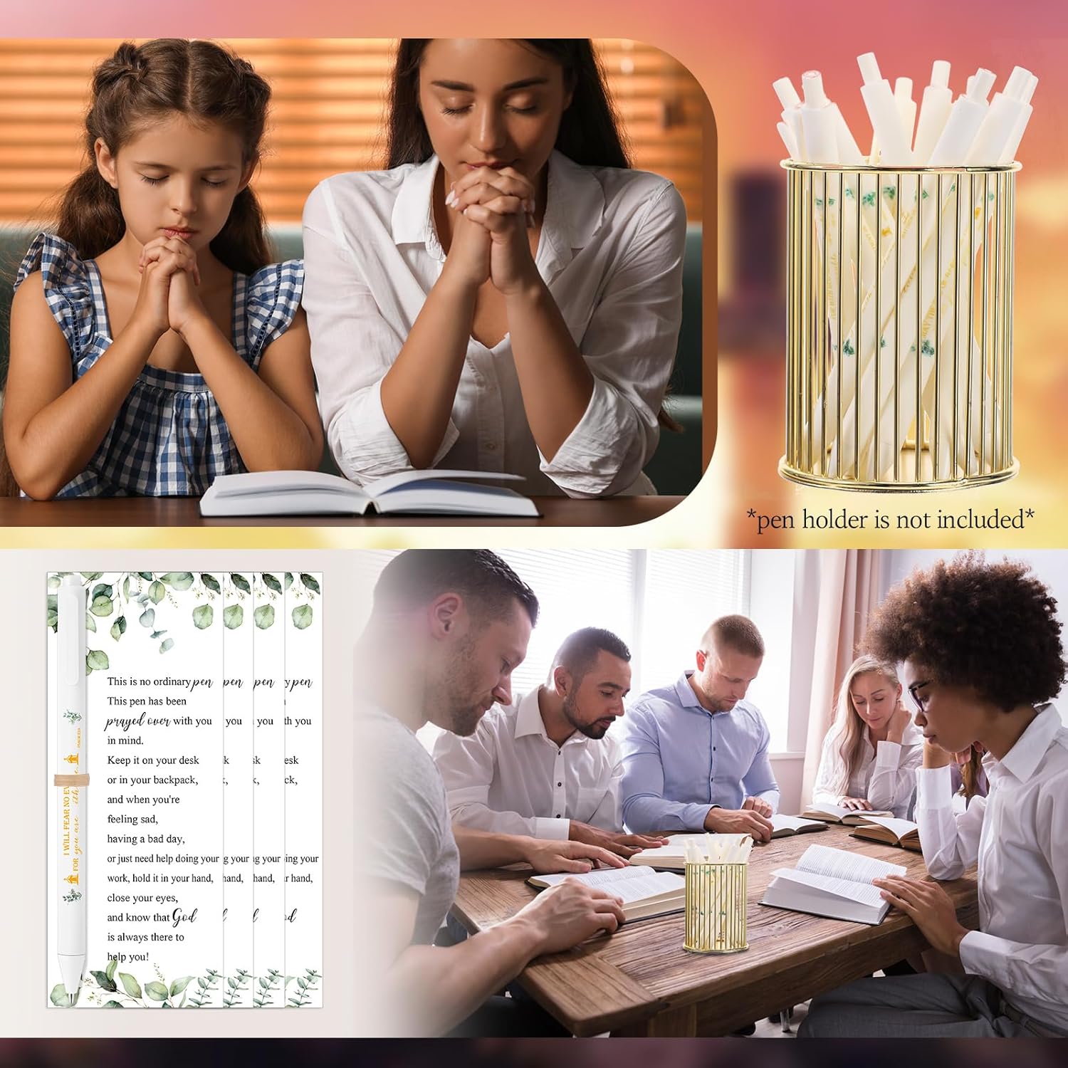 Fulmoon 100 Sets Bible Verse Pens Christian Gifts Bulk Bible Verse Pens with Bookmarks Inspirational Retractable Ballpoint for Church Study Gift Bag Fillers Sunday School