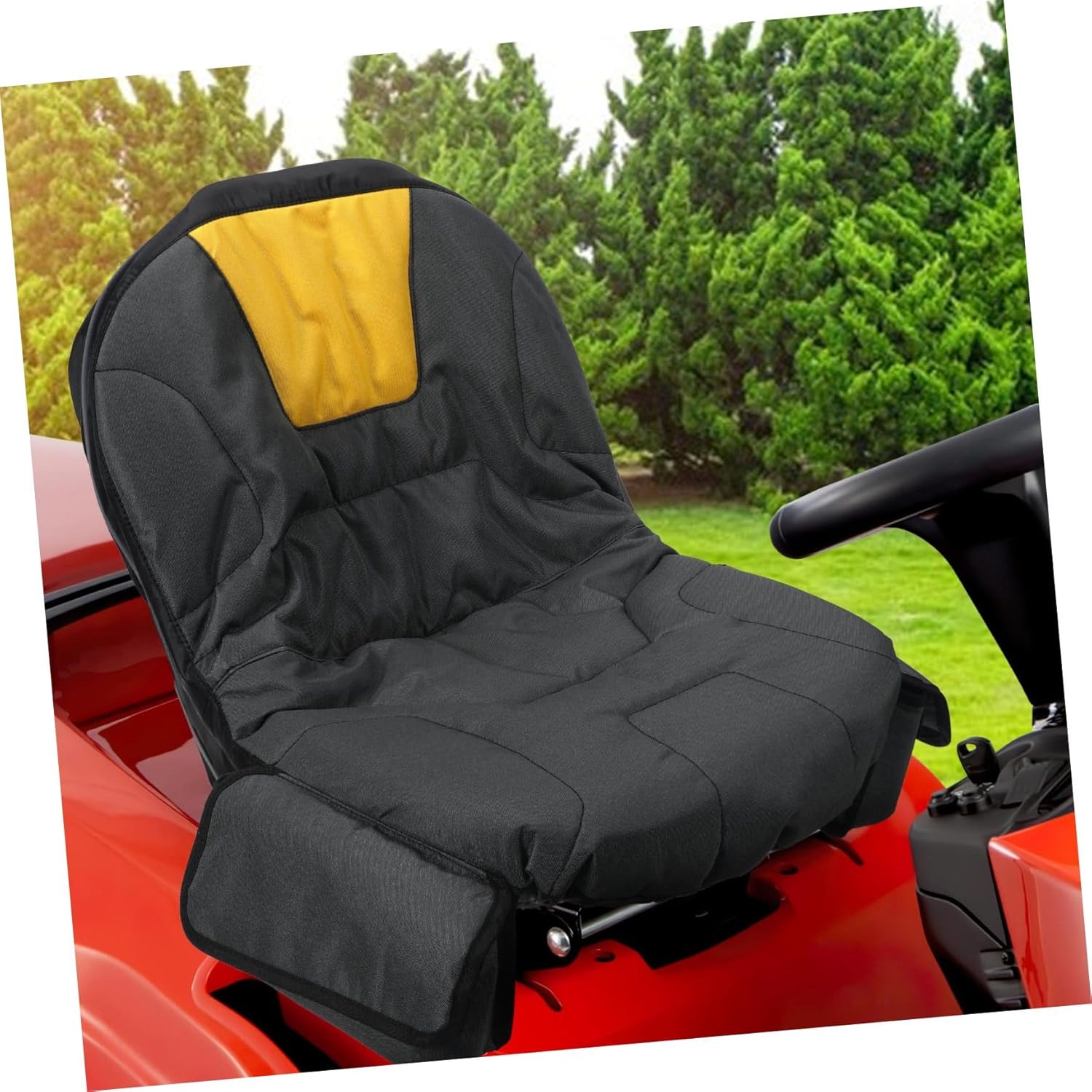 Kisangel Riding Lawn Mower Seat Cover with Side Storage Waterproof Tractor Seat Protector Sturdy Oxford Fabric for Outdoor Use