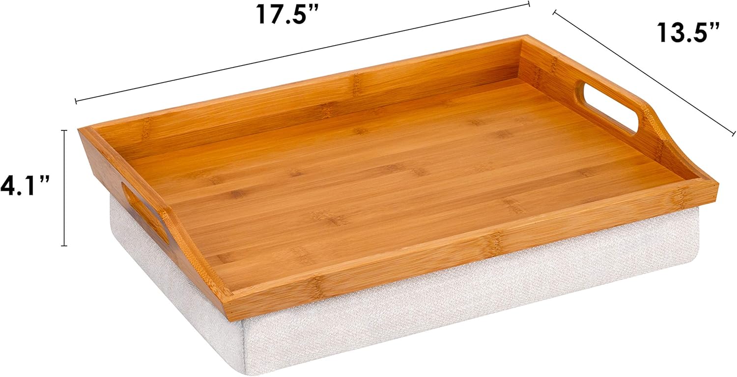 Natural Bamboo Lap Tray with Detachable Cushion