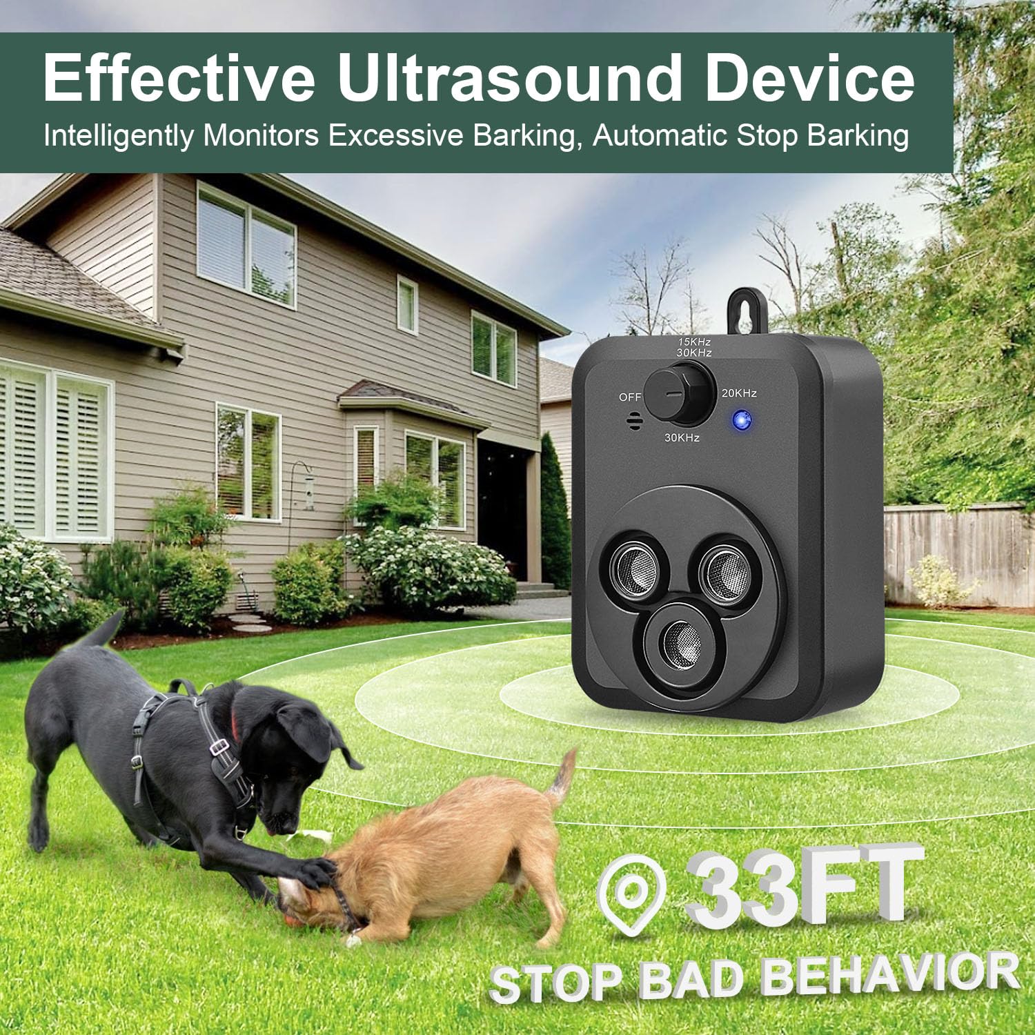 Dispositivo antiladridos, dispositivos de control automático de ladridos de perros con 3 modos, caja ultrasónica recargable de ladridos de perros, dispositivos disuasorios de ladridos de perros,