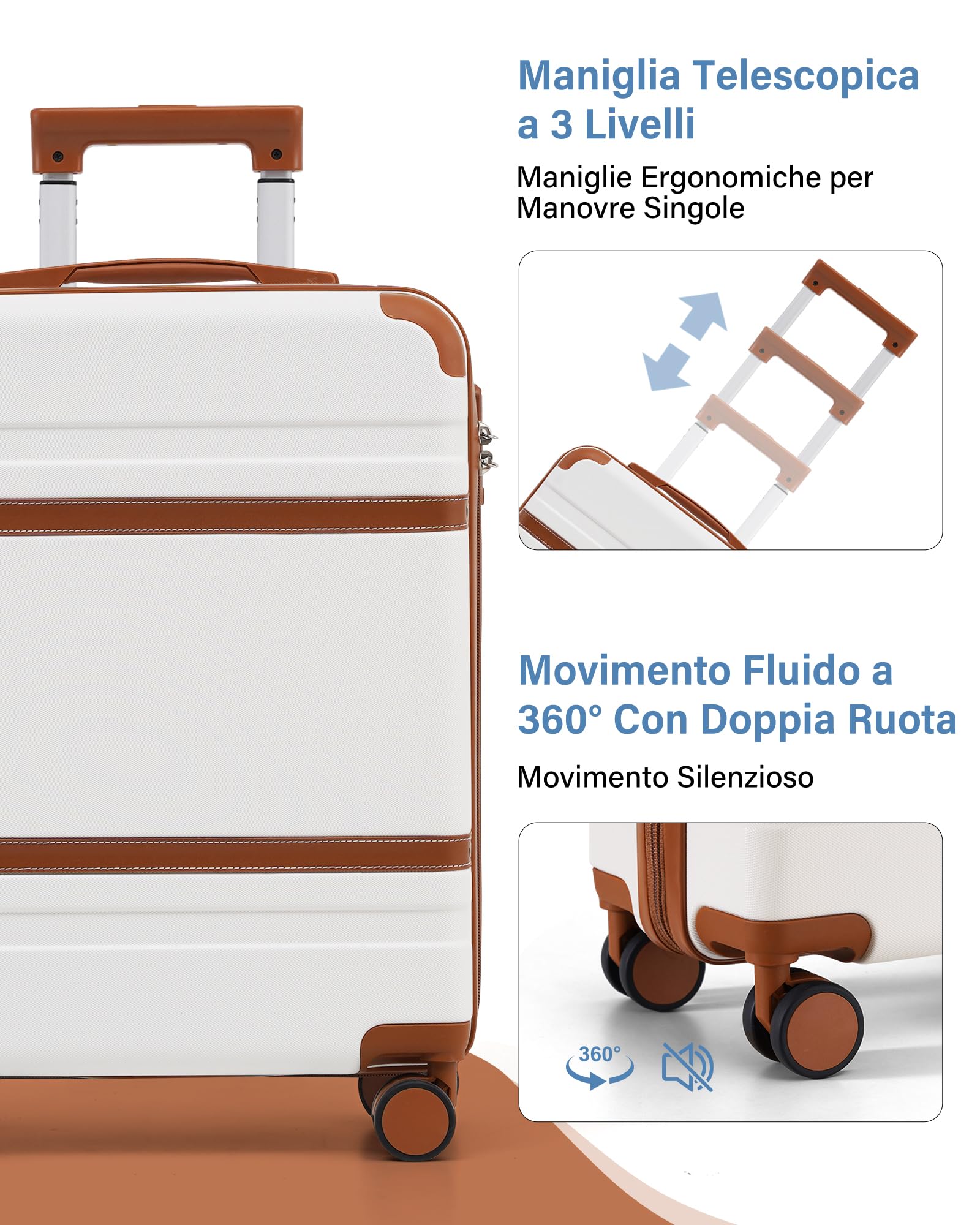 COOLIFE Valigia Cabina 55x35x20 Ryanair EasyJet Bagaglioamano Rigida PC+ABS | Lucchetto TSA 4 doppie ruote, leggera – Ideale per weekend, brevi soggiorni & city break