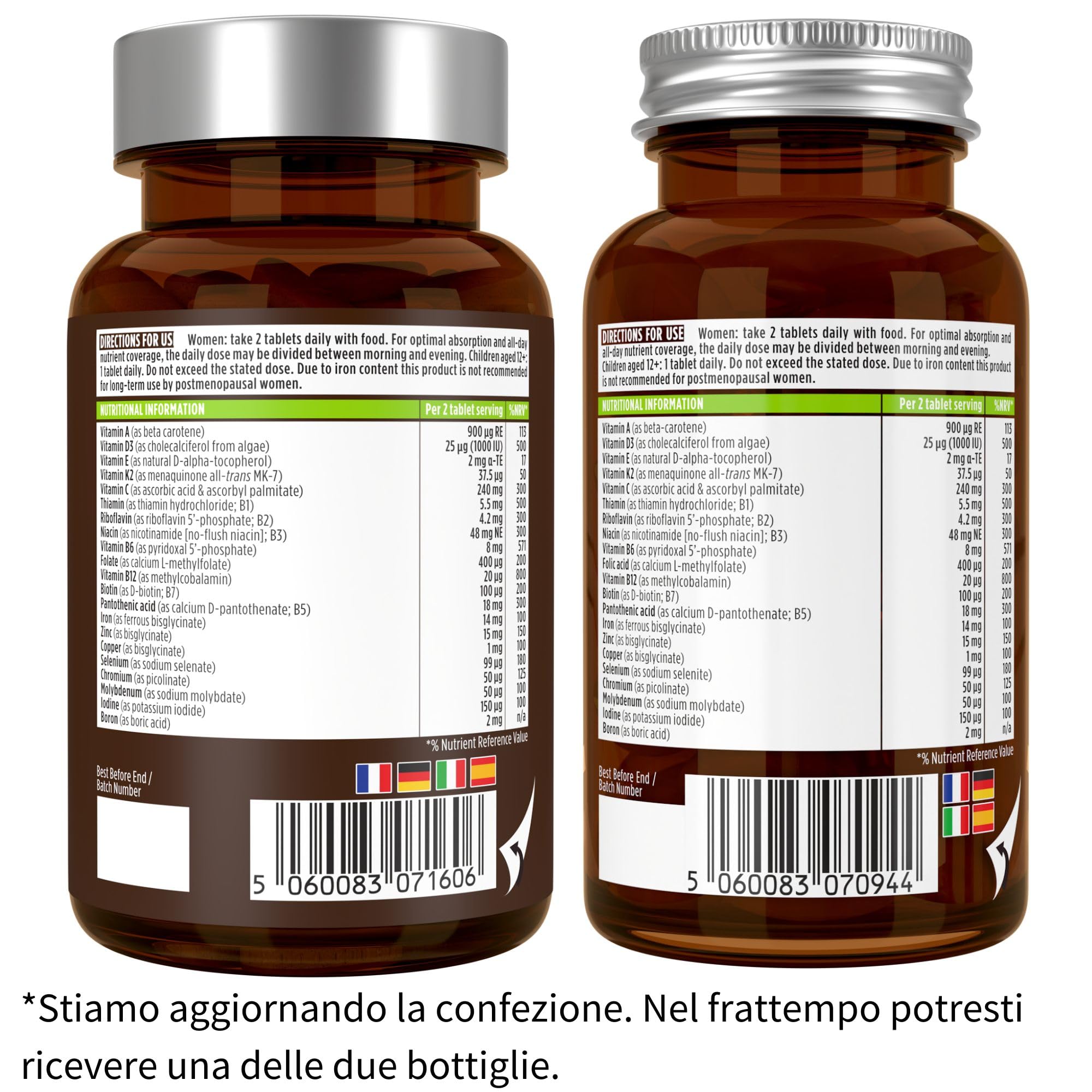 Igennus Multivitaminico Donna con Metilfolato, Metilcobalamina B12 e Ferro, Formula a Rilascio Prolungato e Alto Assorbimento con Vitamine B Metilate, 180 Compresse Vegane, Ingredienti Puliti e Puri