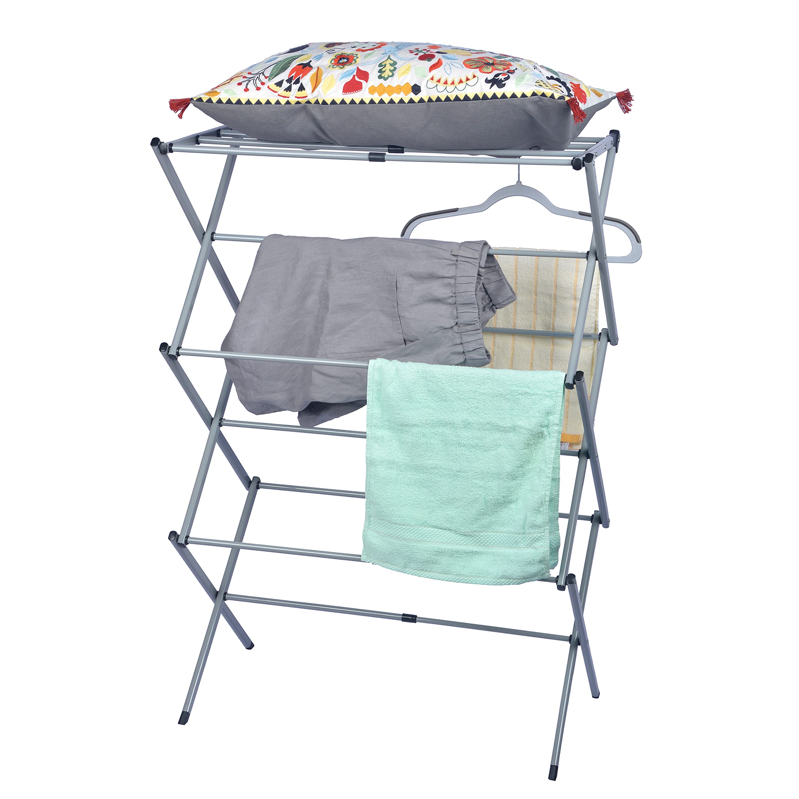 Finnhomy Clothes Drying Rack, Pre Assembled Drying Rack Clothing, Expandable Laundry Drying Rack, Towel Rack for Indoor and Outdoor Use, 41.3" x 29.5" x 15", Grey