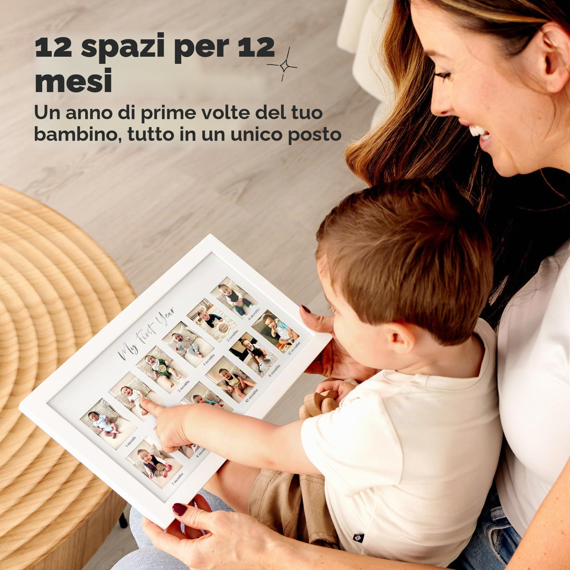 KeaBabies Cornice portafoto con scritta My First Year, cornice per foto di 12 mesi, per neonata, regalo per baby shower, ricordo mensile per un anno di compleanno, per il primo asilo (Alpine White)