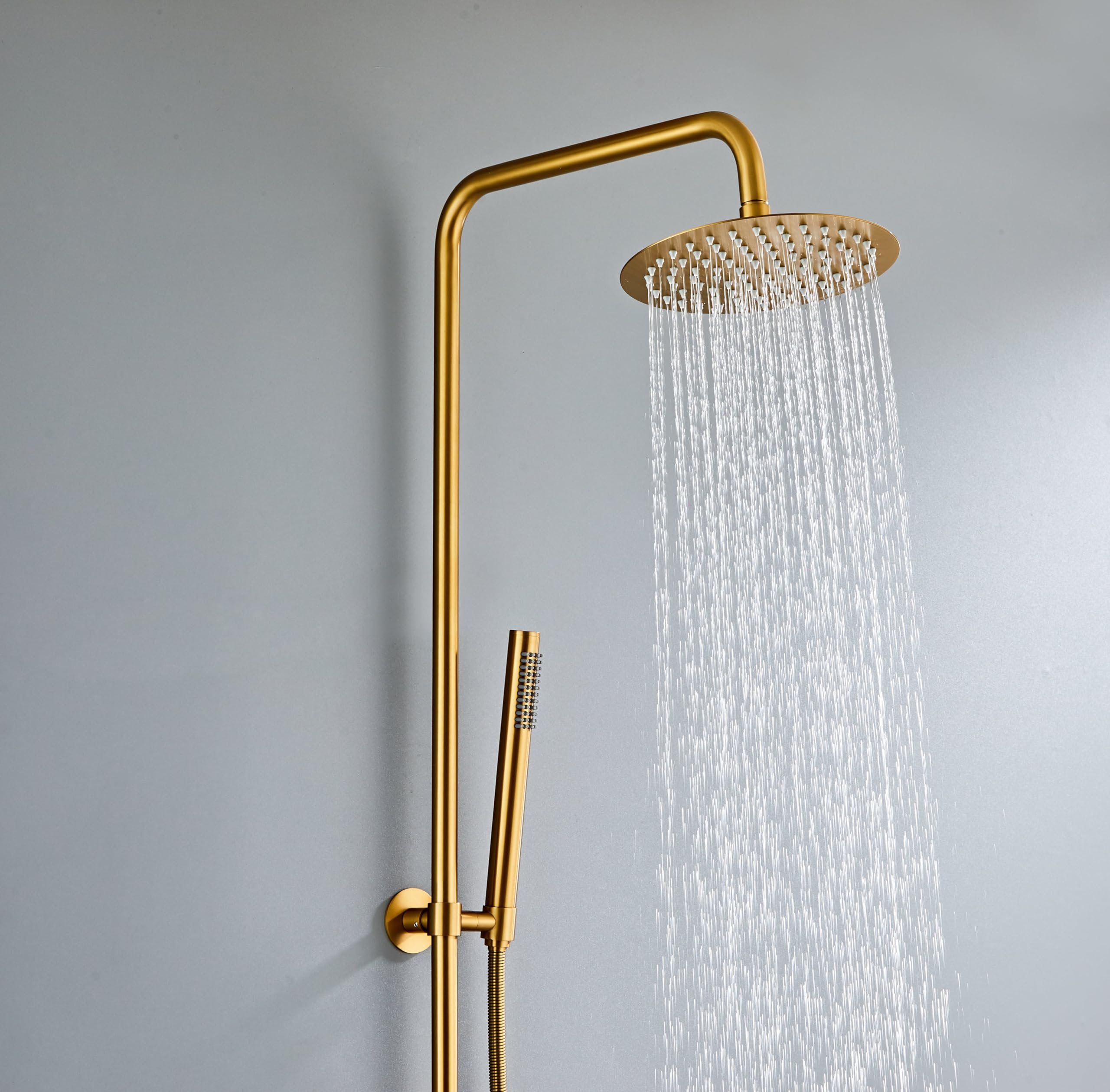 Douche de jardin en acier inoxydable - Douche d'extérieur de qualité supérieure pour le jardin - Avec thermostat, douchette à main et fonction anti-calcaire - Chaud et froid - Installation