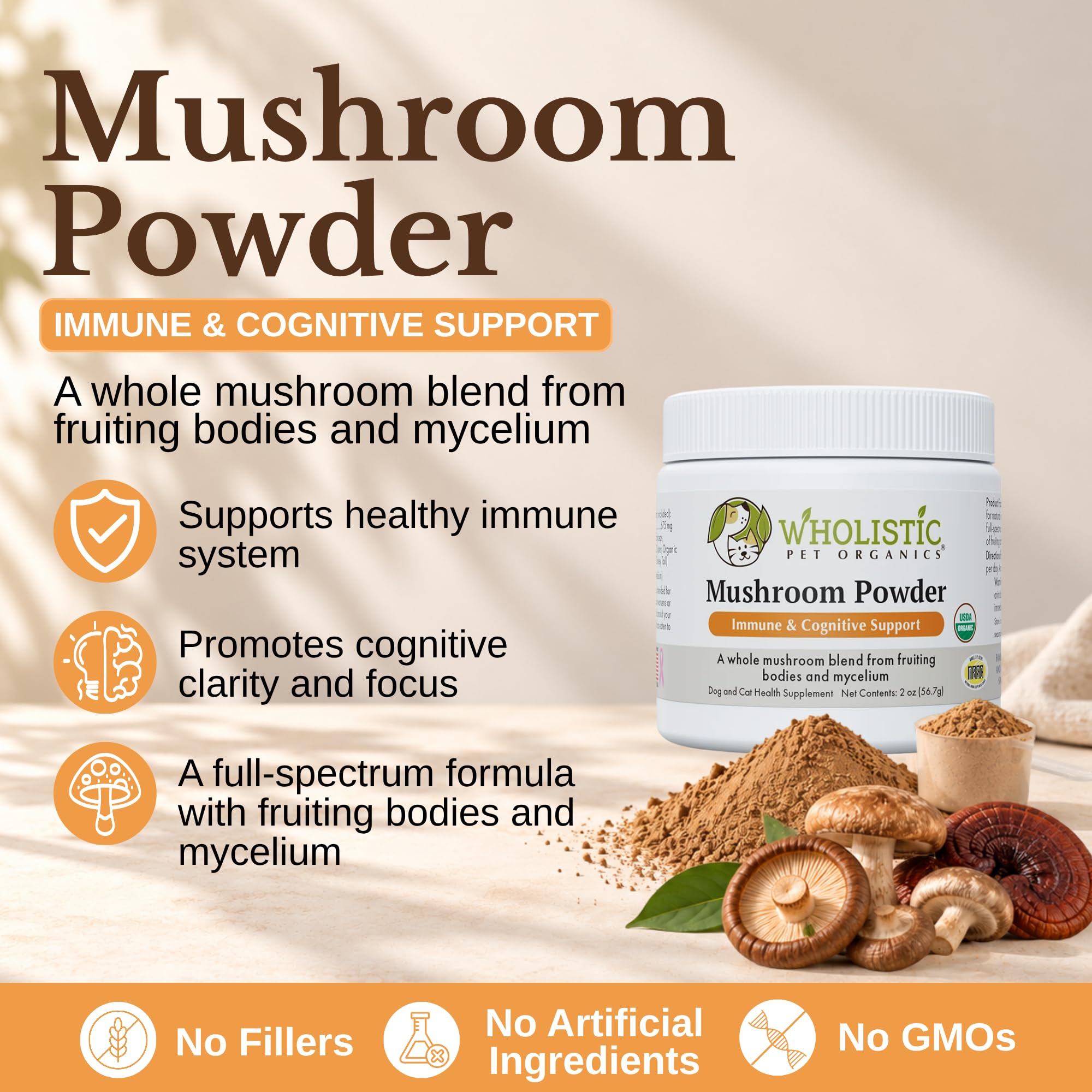 USDA Organic Mushroom Supplement for Dogs and Cats, 2 oz, 84 Scoops — Amazon image 4