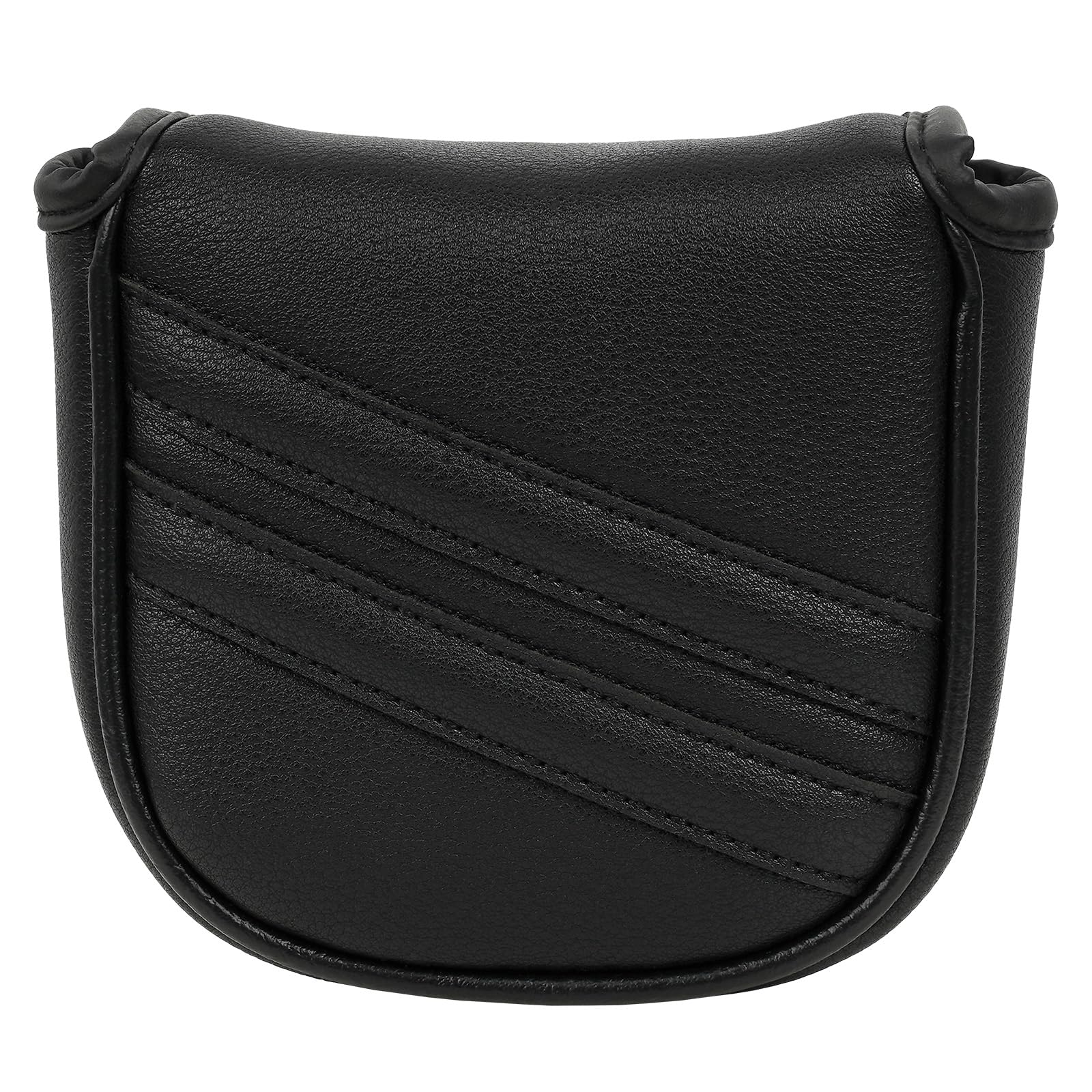 Golf Square Big Mallet Putter Head Cover Magnetic Closure Heel-shaft Club Protector Classic Black PU Leather