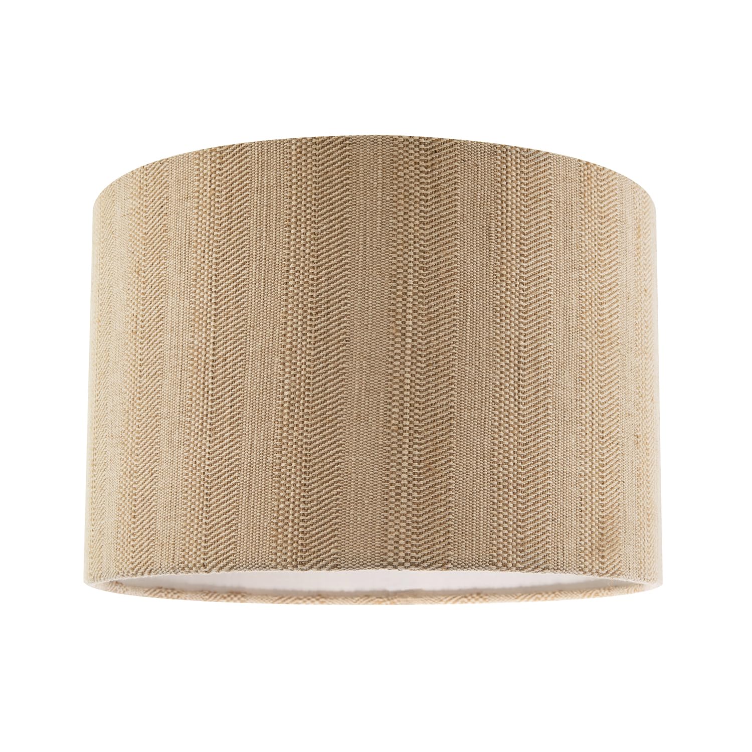 Textured Oatmeal Linen Fabric Drum Lamp Shade with Taupe Cotton Lining by Hap...