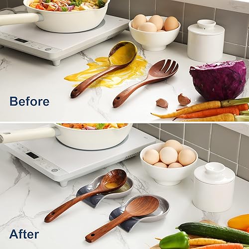 Miniatura 5 de LOVECASA - Soporte para espátula de cerámica, soporte para cuchara para estufa, soporte para cuchara de café de 5.5 pulgadas, soporte para