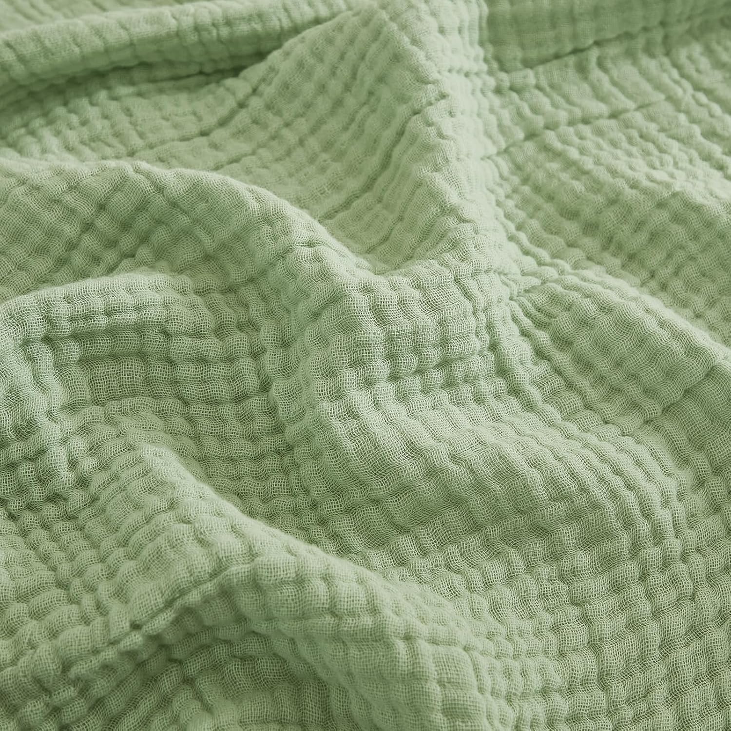 EMME Muslin Blankets for Adults Throw Blanket for Couch Breathable Gauze Soft Lightweight Airy Sage Green Throw XL 50" x 71"
