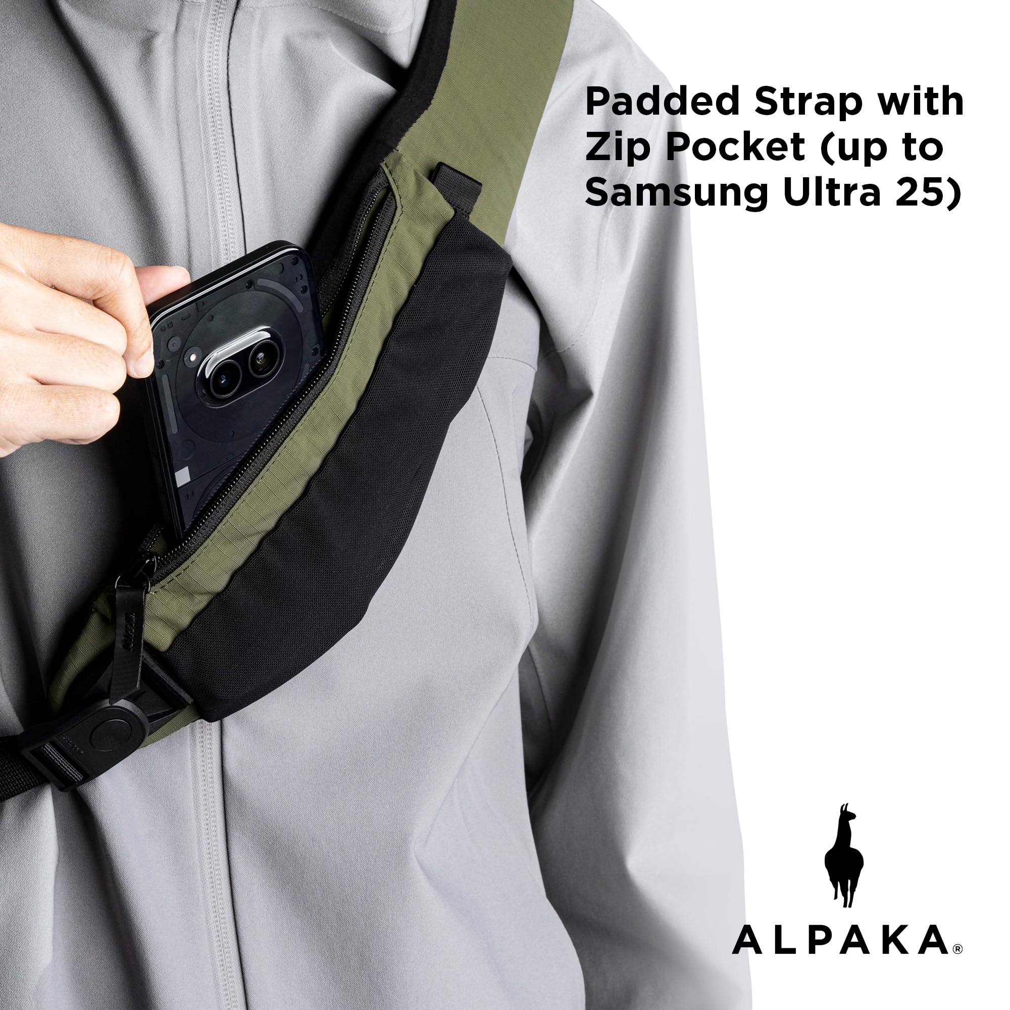 ALPAKA Metro Crossbody Sling Bag 7,5 l, torba crossbody, plecak Sling Backpack, pasuje do tabletu 11", pojedyncze ramię z zamkiem błyskawicznym YKK, rozszerzalna kieszeń na butelkę wody, rękaw na