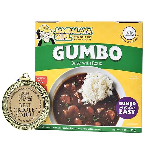 Jambalaya Girl Base Gumbo con Roux, mezcla de sopa de Nueva Orleans, 4 onzas (1 paquete) – Fácil de cocinar – Solo tienes que añadir pollo,