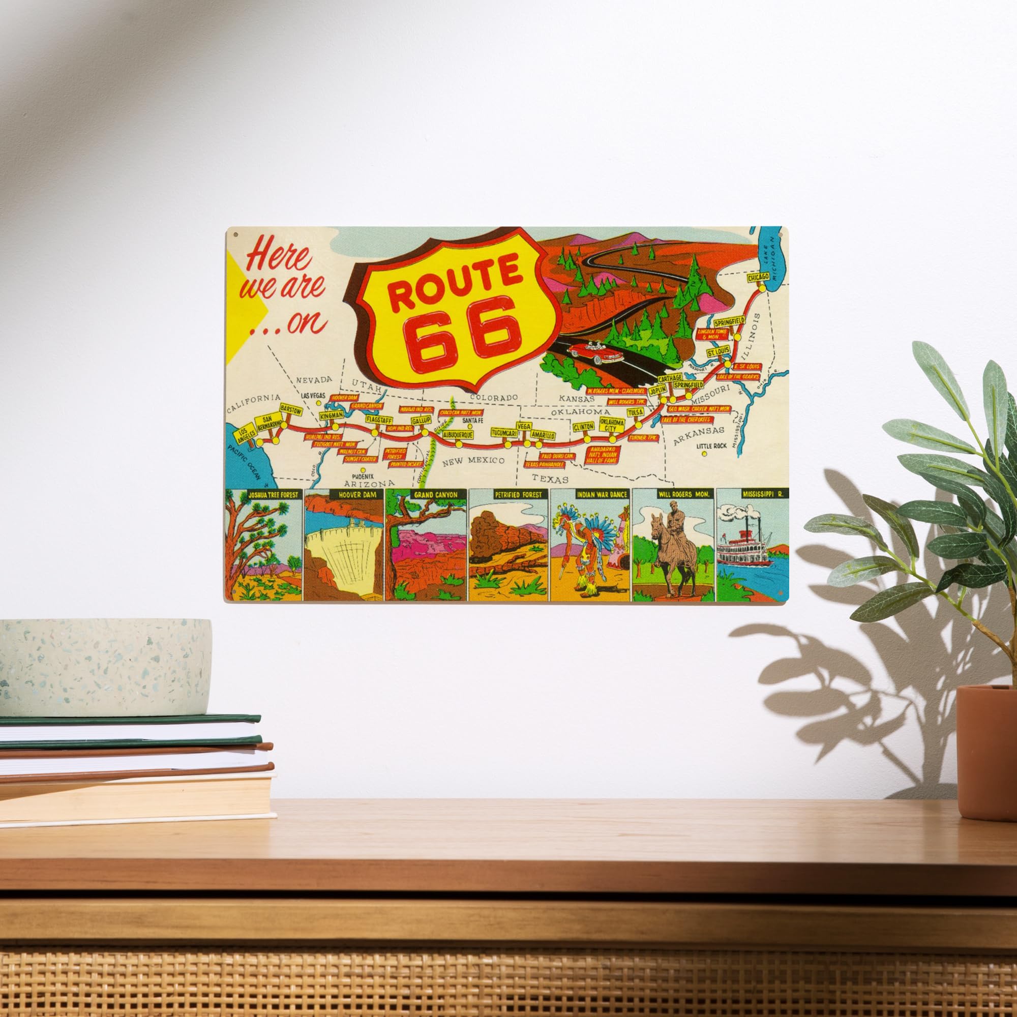 LAより入荷!!送料無料■ルート66　ロサンゼルス　シカゴ　木製看板　MID POINT■岐阜より迅速発送★ LAより入荷!!送料無料□ルート66 ロサンゼルス シカゴ 木製看板 MID