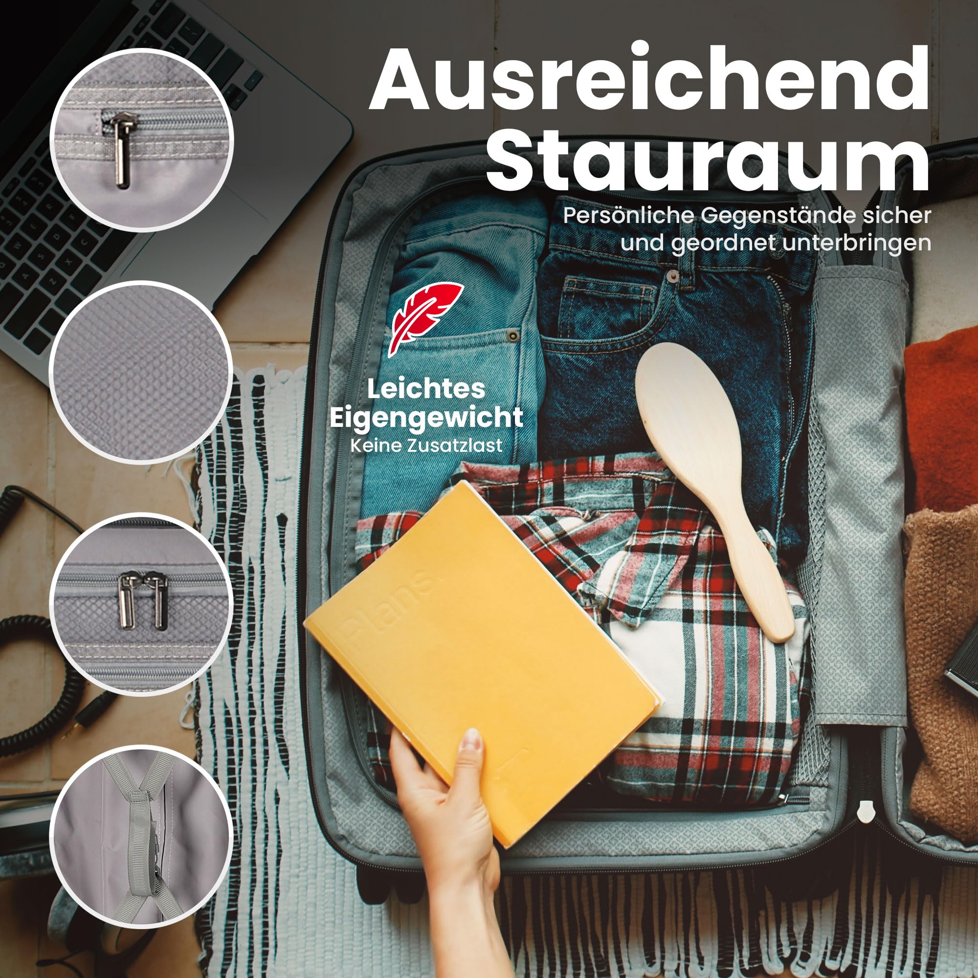 GENTOR Reisekoffer groß XL mit Rollen – Hartschalenkoffer 74x49x29 cm – Trolley Koffer mit TSA-Schloss, 4 Leise Rollen, Stabil & Leicht – Rollkoffer für Aufgabegepäck & Urlaub (Schwarz)