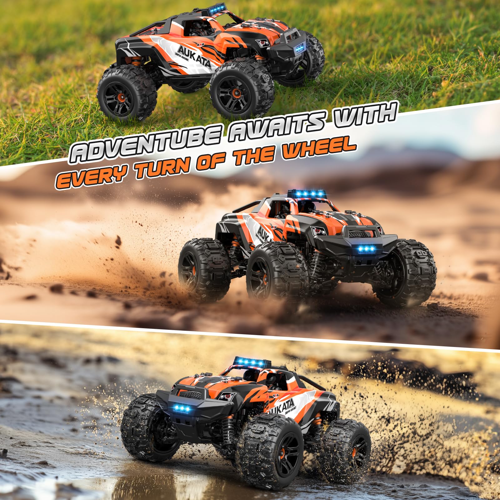 HappyGoLucky 1:18 Coche Teledirigido 36KM/H, 4WD Coche RC Monster Truck Teledirigido, Coche Radiocontrol Juguete para Niños Adultos - Regalo Navidad para Niños Adultos