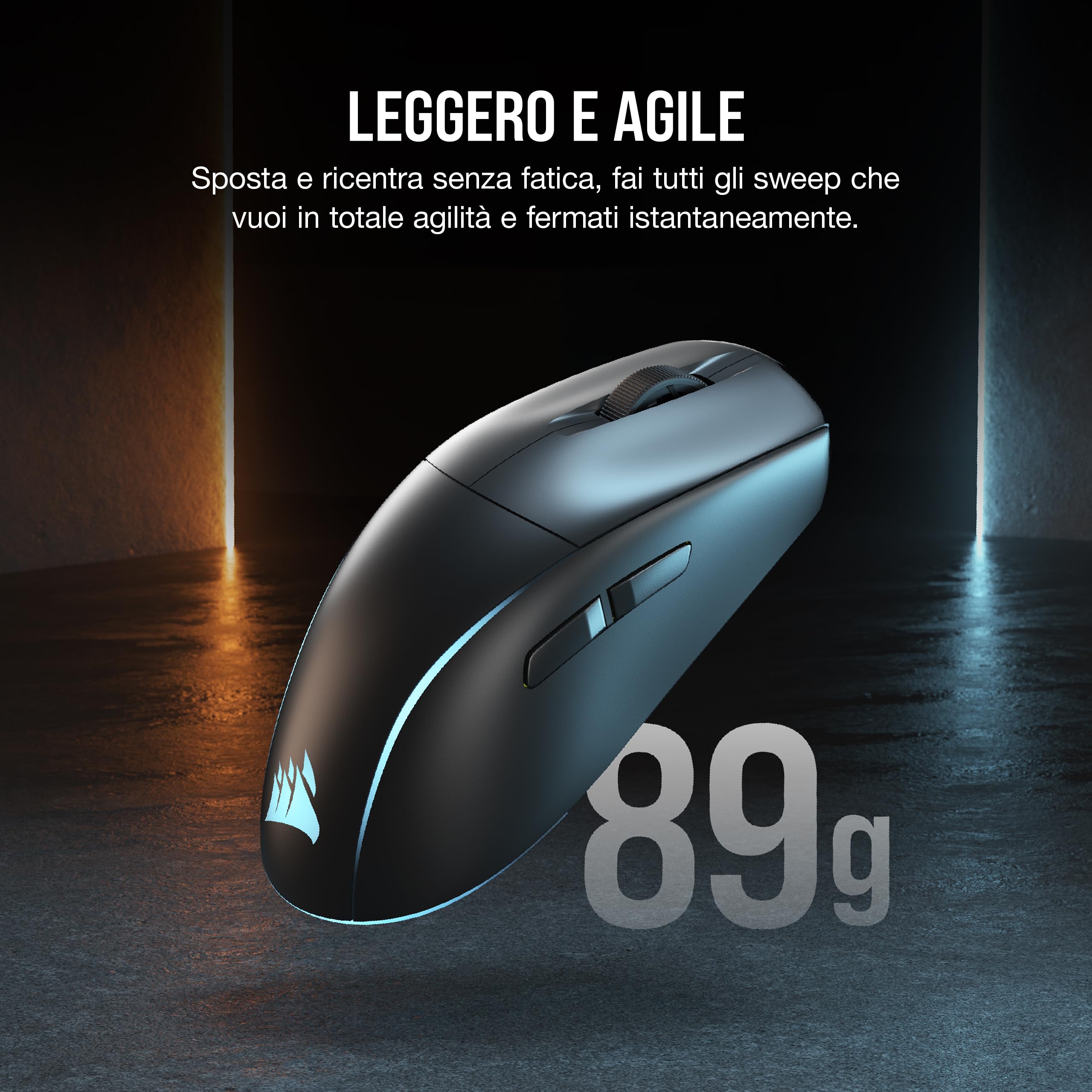 Corsair M75 WIRELESS RGB Mouse da Gioco FPS Leggero – 26.000 DPI – Pulsanti Laterali Intercambiabili – Compatibile con iCUE – PC – Nero