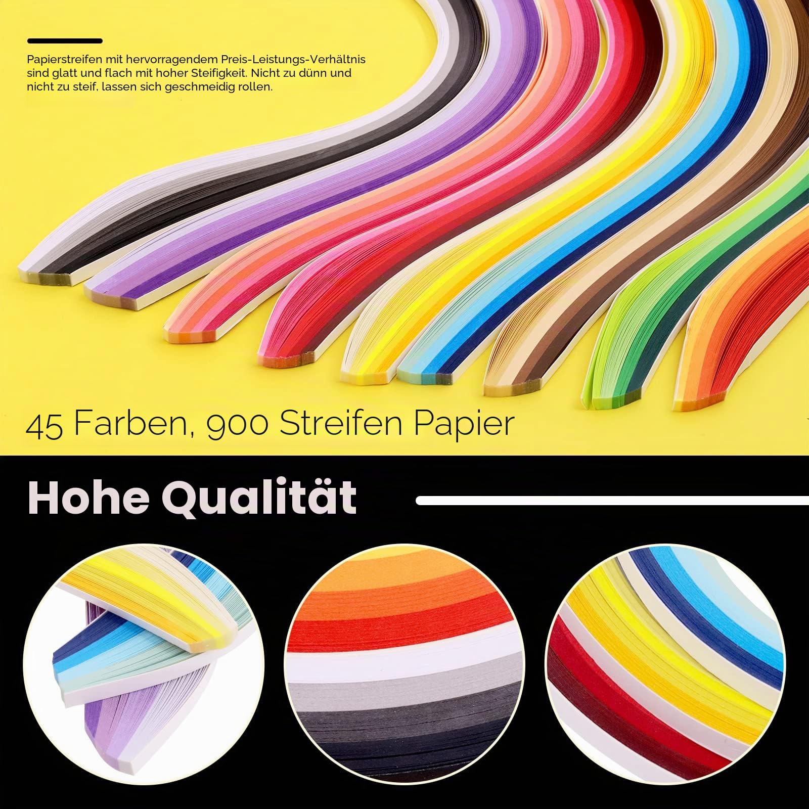 Mardatt 64-teiliges komplettes Papier-Quilling-Set, 45 Farben, 900 Streifen, notwendige Werkzeuge für Anfänger und Fortgeschrittene, DIY Handwerk Quilling Set