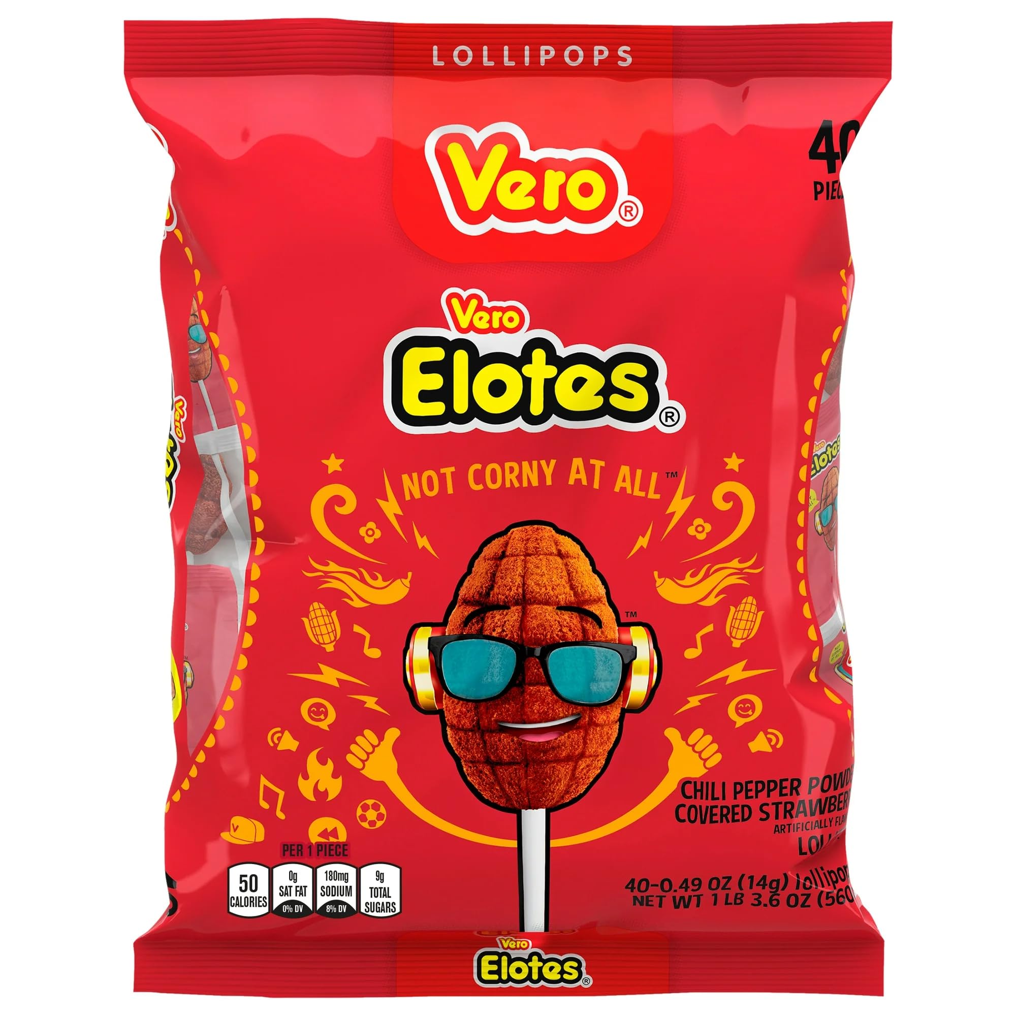 Elotes Paletas Sabor Fresa Con Chile Mexican Hard Candy Chili Pops 40 Pcs