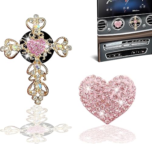 3 clips de ventilación, clips de ventilación brillantes en forma de corazón, difusor de automóvil, decoración interior de automóvil de diamante,