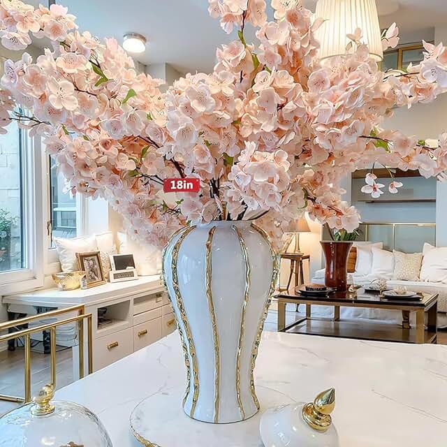 White and Gold Vases for Centerpieces,White Gold Ginger Jars for Home De...