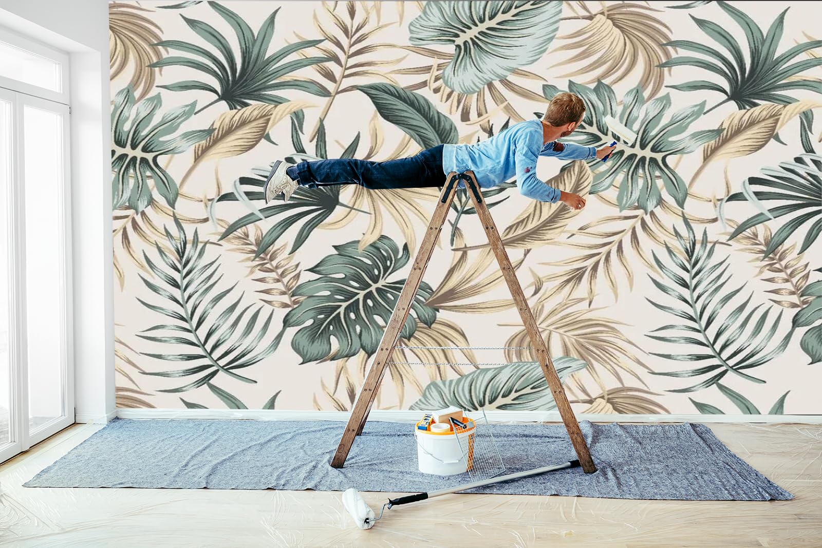 Papier Peint Adhésif 3D – Feuilles Peintes Q12941 – Déco Murale Autocollante