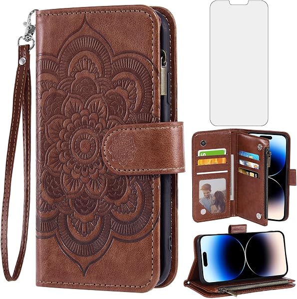 Asuwish Etui na telefon do iPhone 14 Pro Max 6,7 cala etui portfelowe z osłoną ekranu i etui na karty z klapką w kwiaty akcesoria komórkowe iPhone14promax 5G i Phone14Max Plus iPhone14 ProMax dla