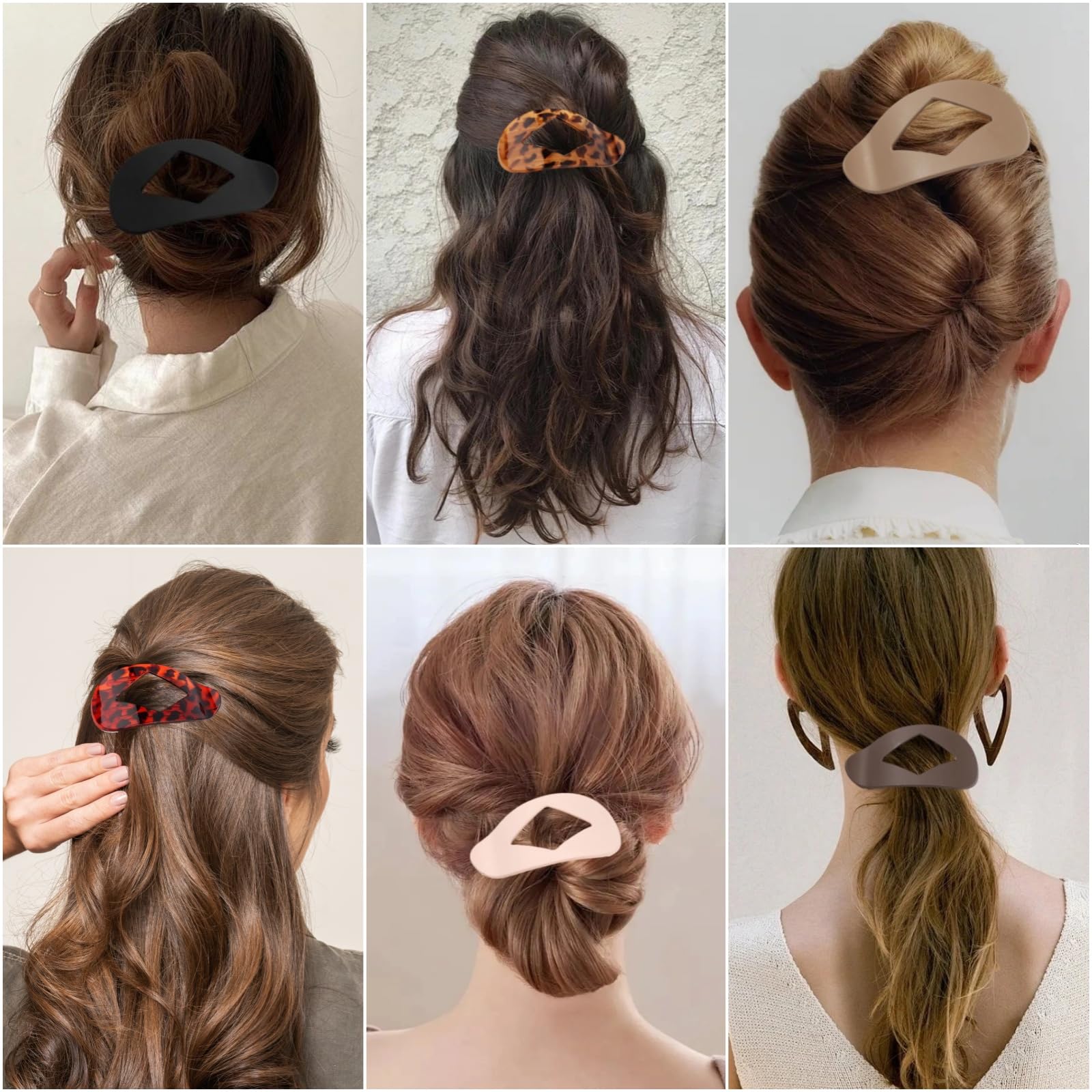 6Pcs Large Flat Hair Clips for Women Oval Claw Clips for Thick Medium Thin Hair Non Slip Strong Hold Barrettes French Hair Claw Clips for Daily Use Weddings - Image 2