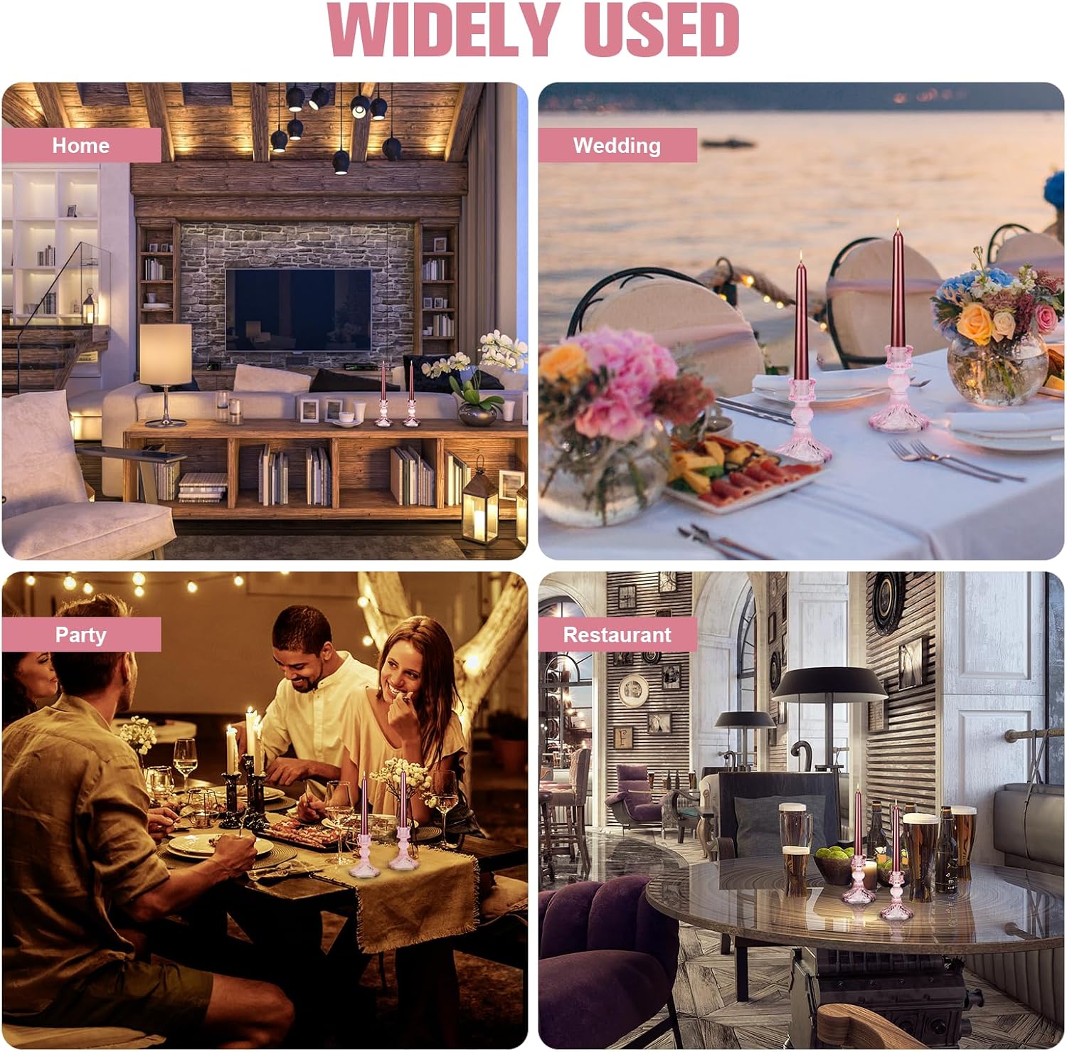 Glass Candle Holder, 2PCS Decorative Candle Sticks Pillar Candle Stand for Formal Events Wedding Party Table Centerpieces Home Decoration, Pink - Image 7