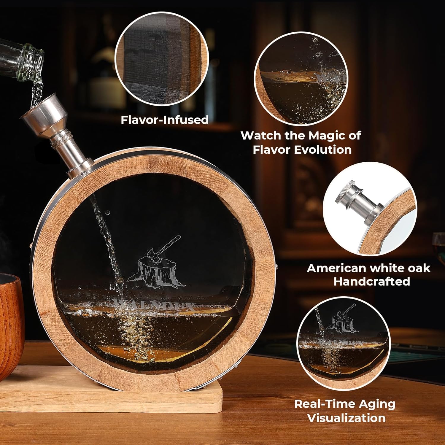 Luxury Visual Oak Barrel for Bourbon Whiskey for Men American White Oak Enhances Flavor Great Bourbon Whiskey Gifts for Men, Dad, or Brother, Father's Day, Birthday Gifts