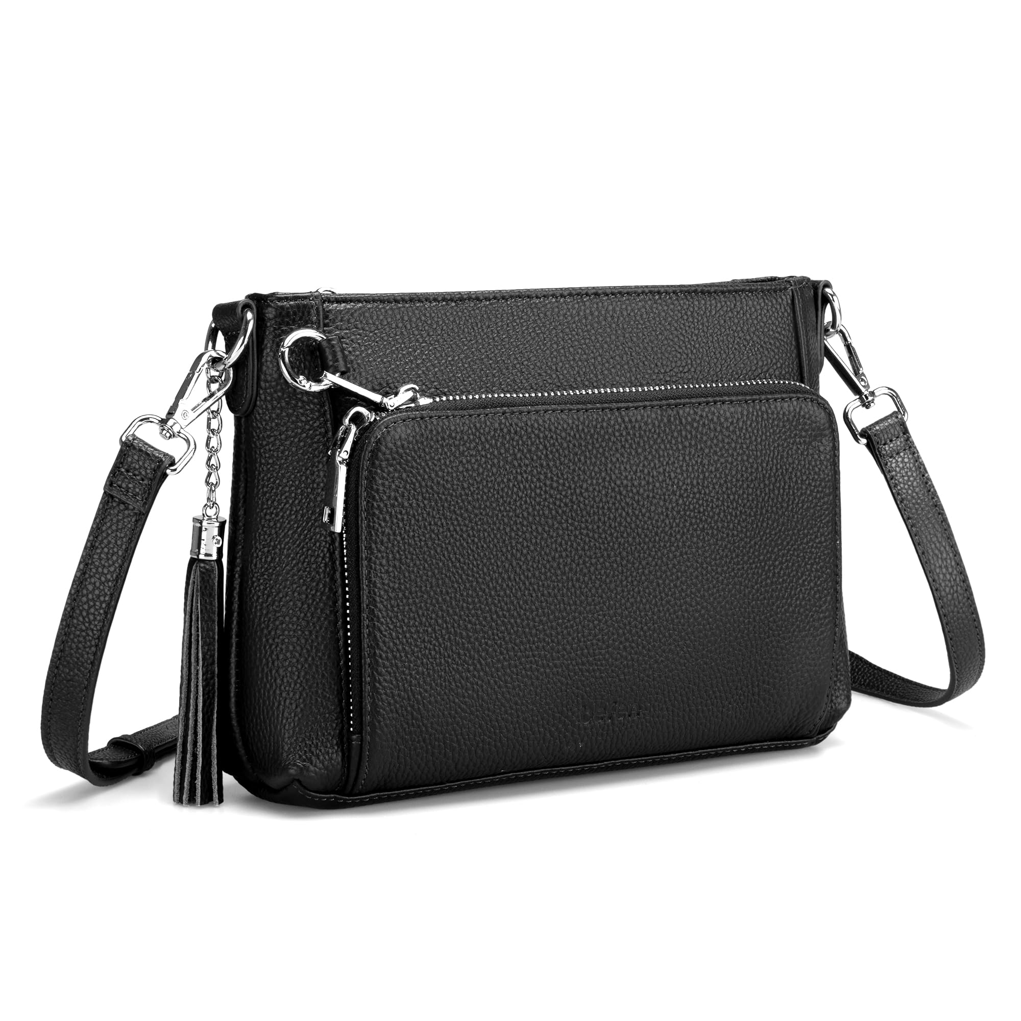 befen Umhängetasche aus echtem Leder für Damen, kleine Umhängetaschen, Diebstahlschutz, Damen-Handtaschen mit RFID-blockierender, integrierter Geldbörse