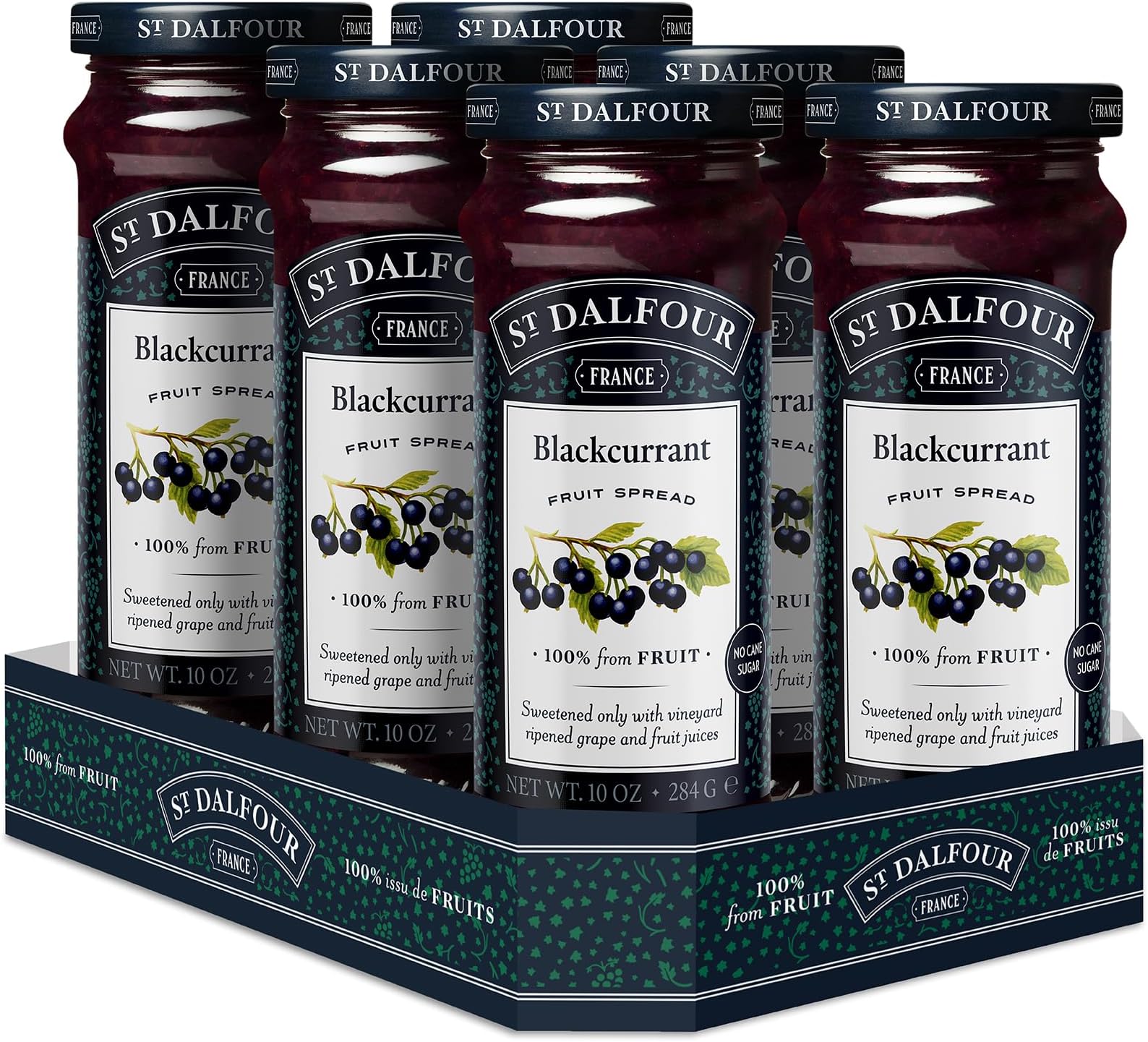 St Dalfour Fruit Spread - Deluxe - 100 Percent Fruit - Black Currant - 10 Oz - Case Of 6
