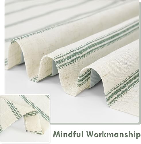 Vista 260 de DriftAway Cortinas opacas de mezcla de lino de 63 pulgadas de largo para dormitorio, cortinas de lino con estampado de rayas verticales, con Gris