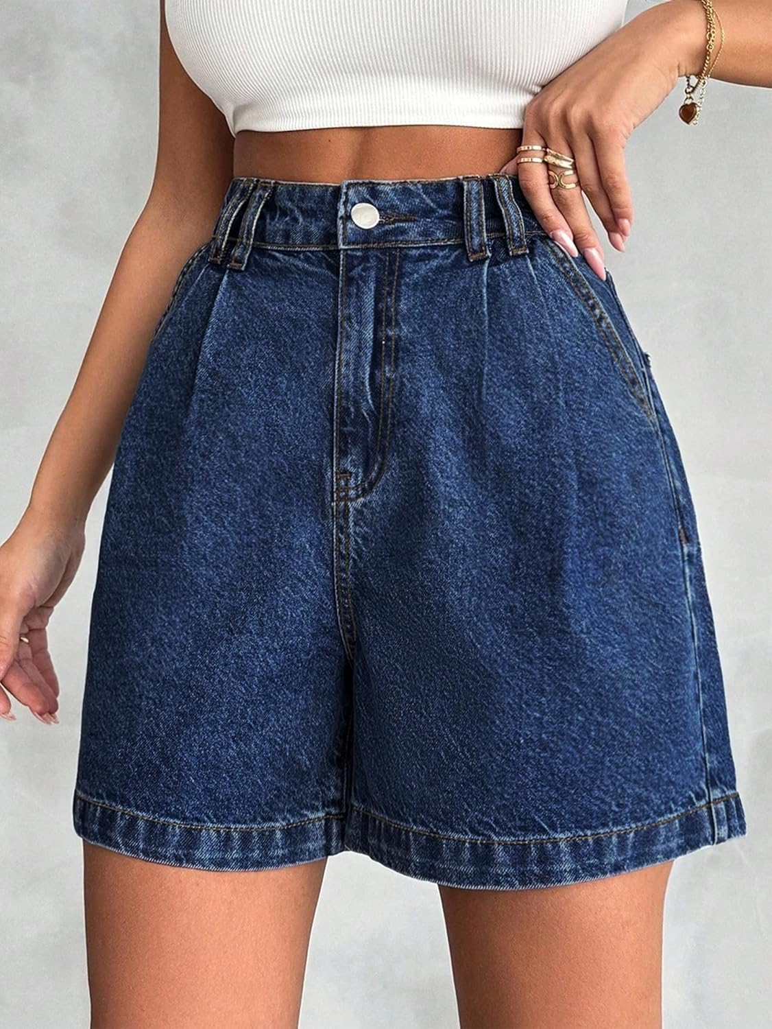 EMMIOL Jean Shorts for Women High Waisted Wide Leg Denim Shorts Stretchy 2026 Summer Casual Bottoms - Image 3