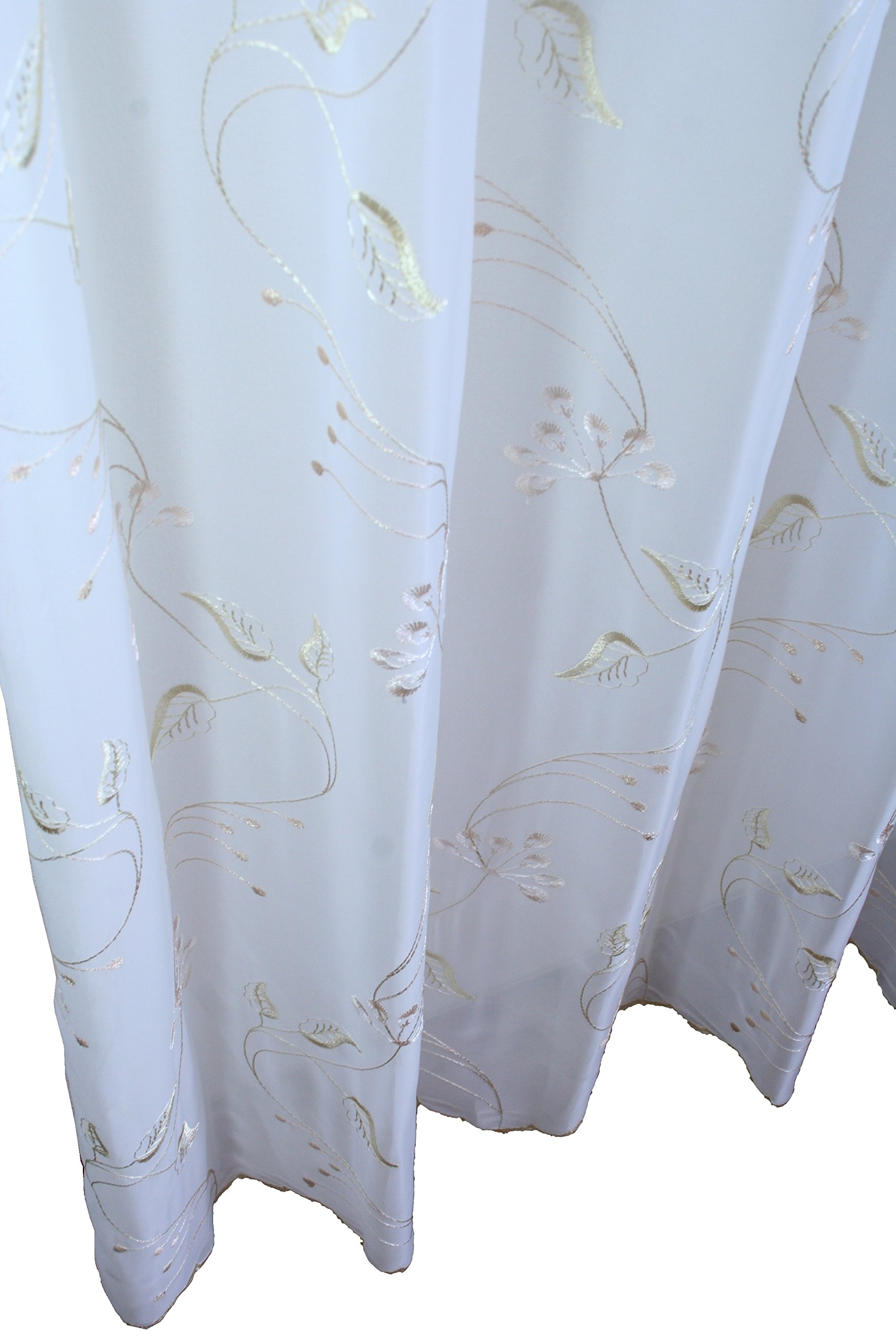 Amazon.co.jp: 刺繍入りトルコレースカーテン プランツライン ホワイト