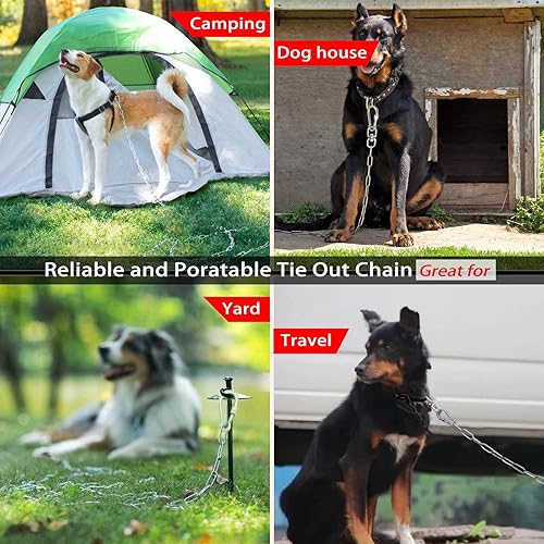 Miniatura 7 de Cadenas para perros de 25 pies para exteriores, correa de cadena pesada para perros, ideal para perros pequeños a grandes de hasta 125 libras, a