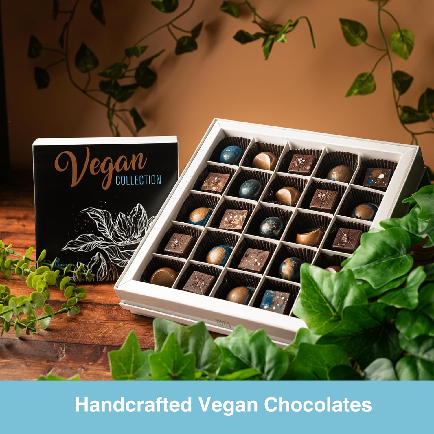 Dallmann Confections Vegan Chocolate Gift Box - Gourmet Luxury Chocolate - Dairy-Free, 100% Plant-Based, Gluten-Free | Gift Ready, Holiday, Birthday | 25 Pieces