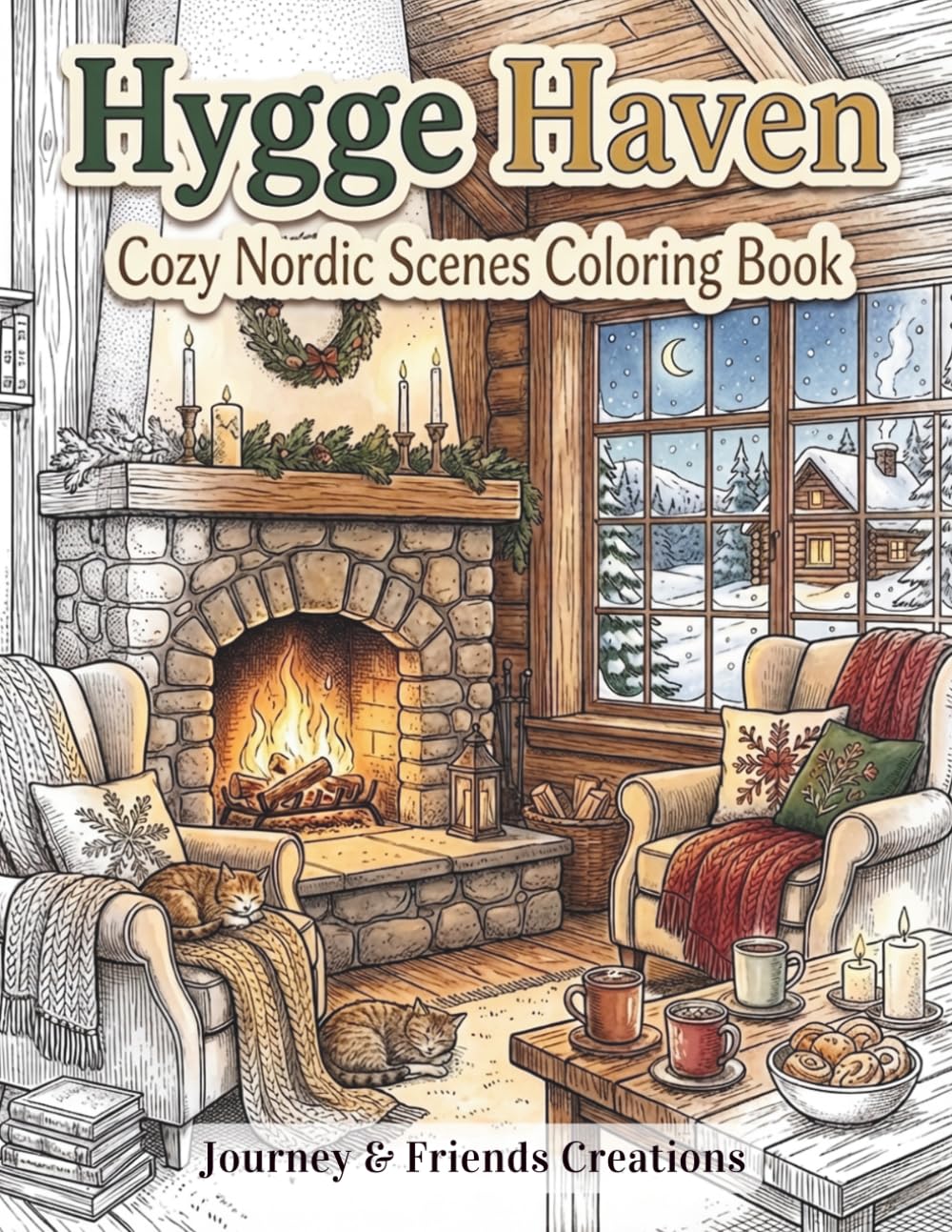 Hygge Haven: Cozy Nordic Scenes Coloring Book with Full-Color Reference Photos: Detailed Scandinavian Cottage Core Adult Coloring Book