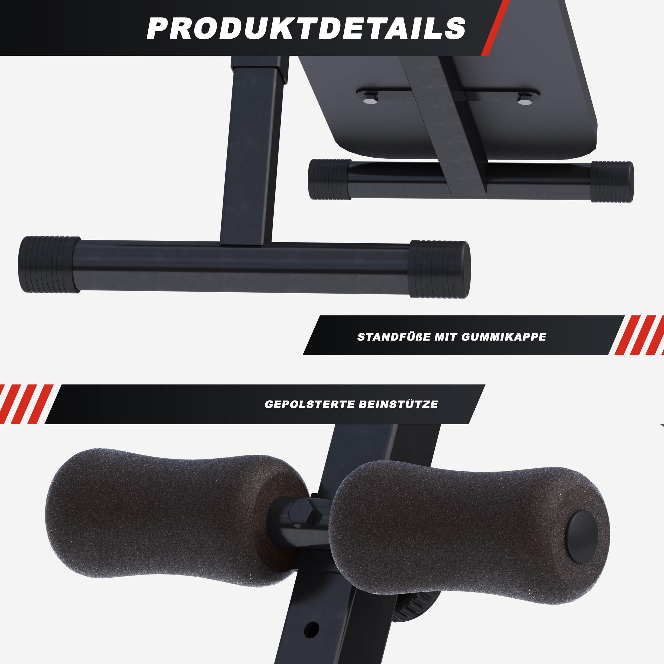 GORILLA SPORTS® Banc Musculation - avec Leg Curl, Réglable, Acier, 3 Positions, Max 120kg - Abdos Musculation Appareil, Banc Abdominaux, Sport Maison, Fitness Materiel, Banc Developper Coucher