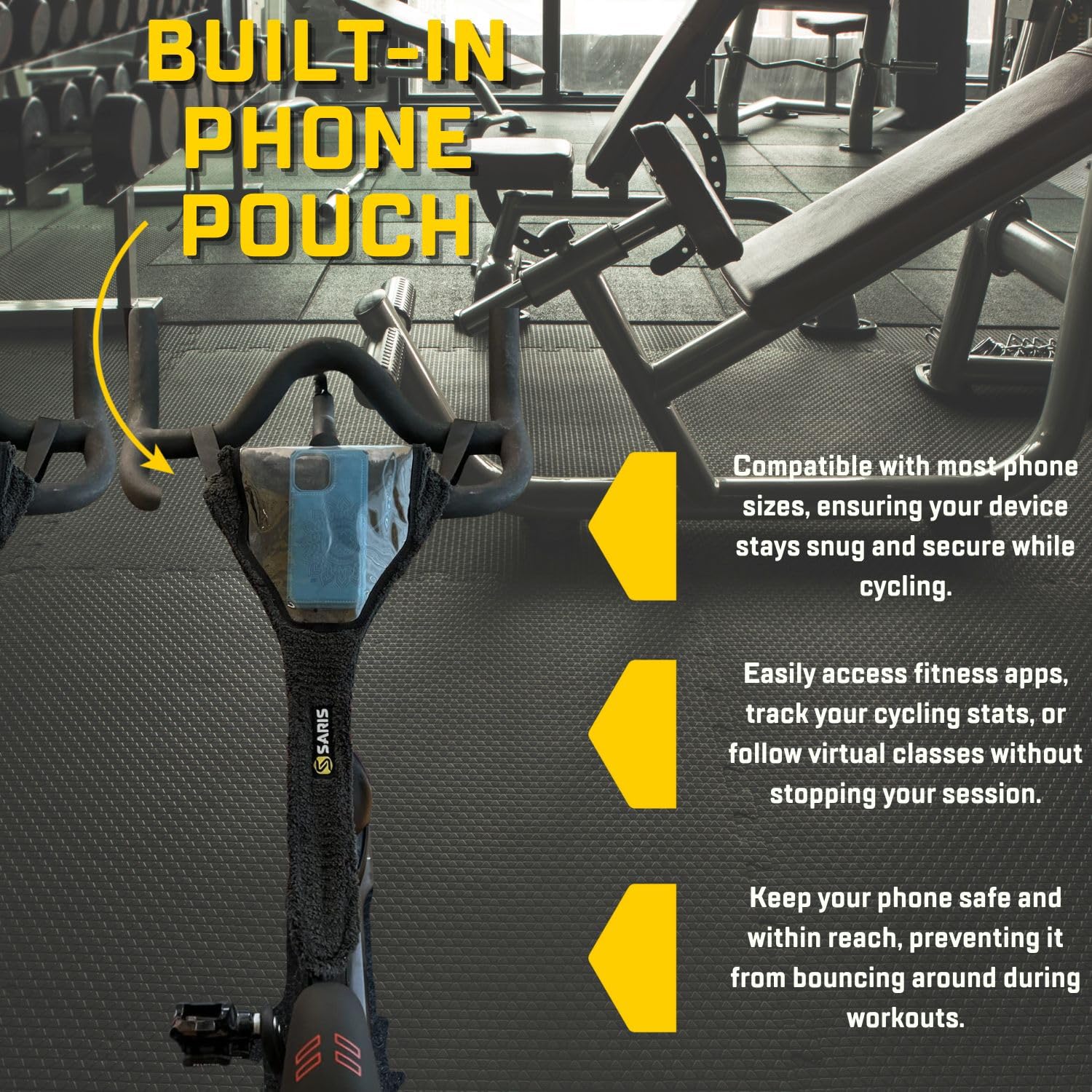 Saris Bike Guard Sweat Protector with Phone Holder for Indoor Bike Trainers