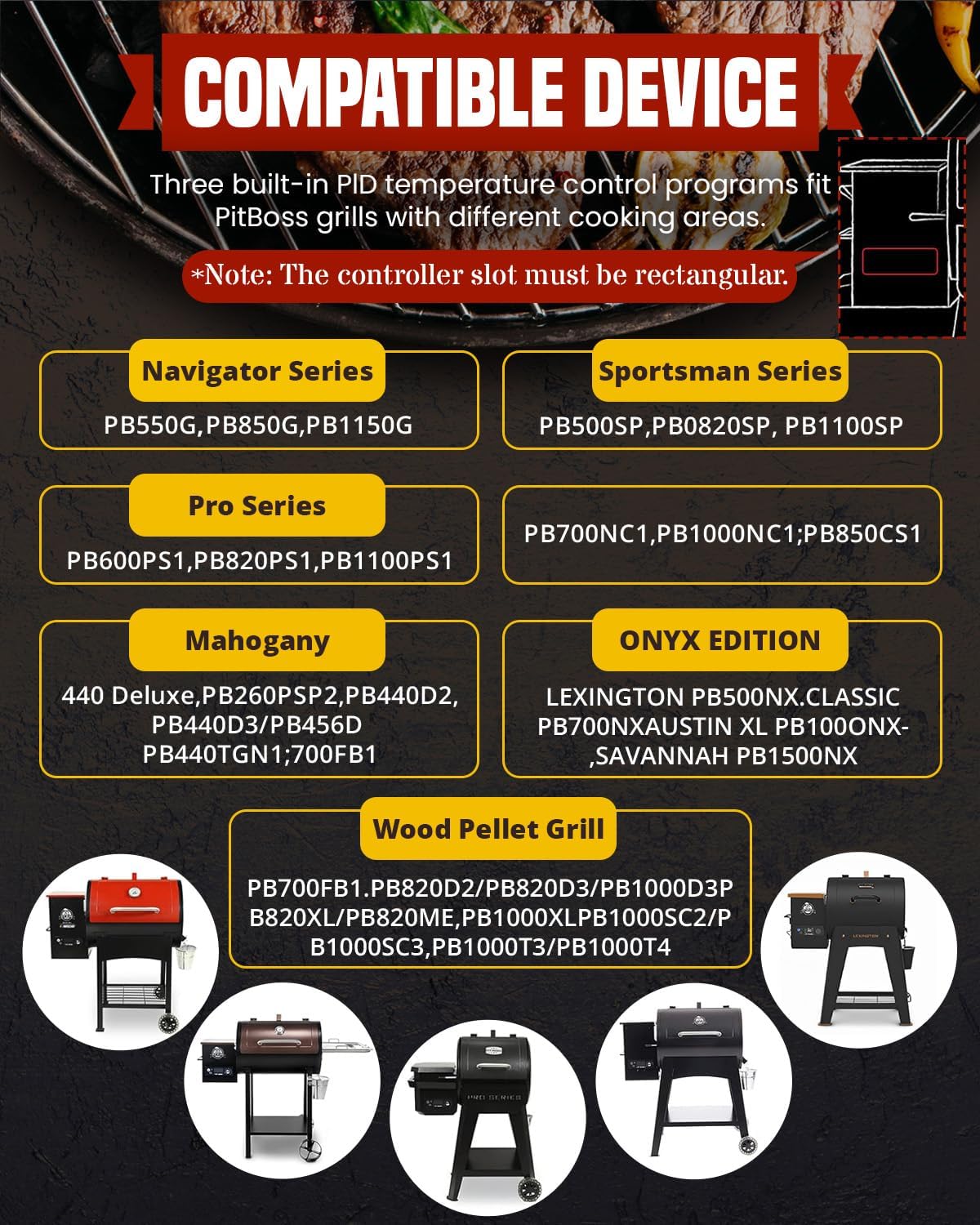 JZW-Shop PID Rectangular Smart App-Enabled WiFi Pellet Grill Controller Board for Pit Boss Navigator, Sportsman, Mahogany, Pro Series & More – Control Panel Replacement