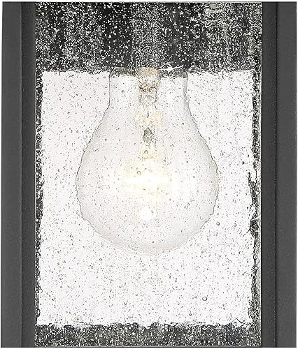 Miniatura 3 de John Timberland Moray Bay - Lámpara de pared industrial para exteriores, acero negro, sensor de movimiento de vidrio semillado de 11 12 pulgadas,