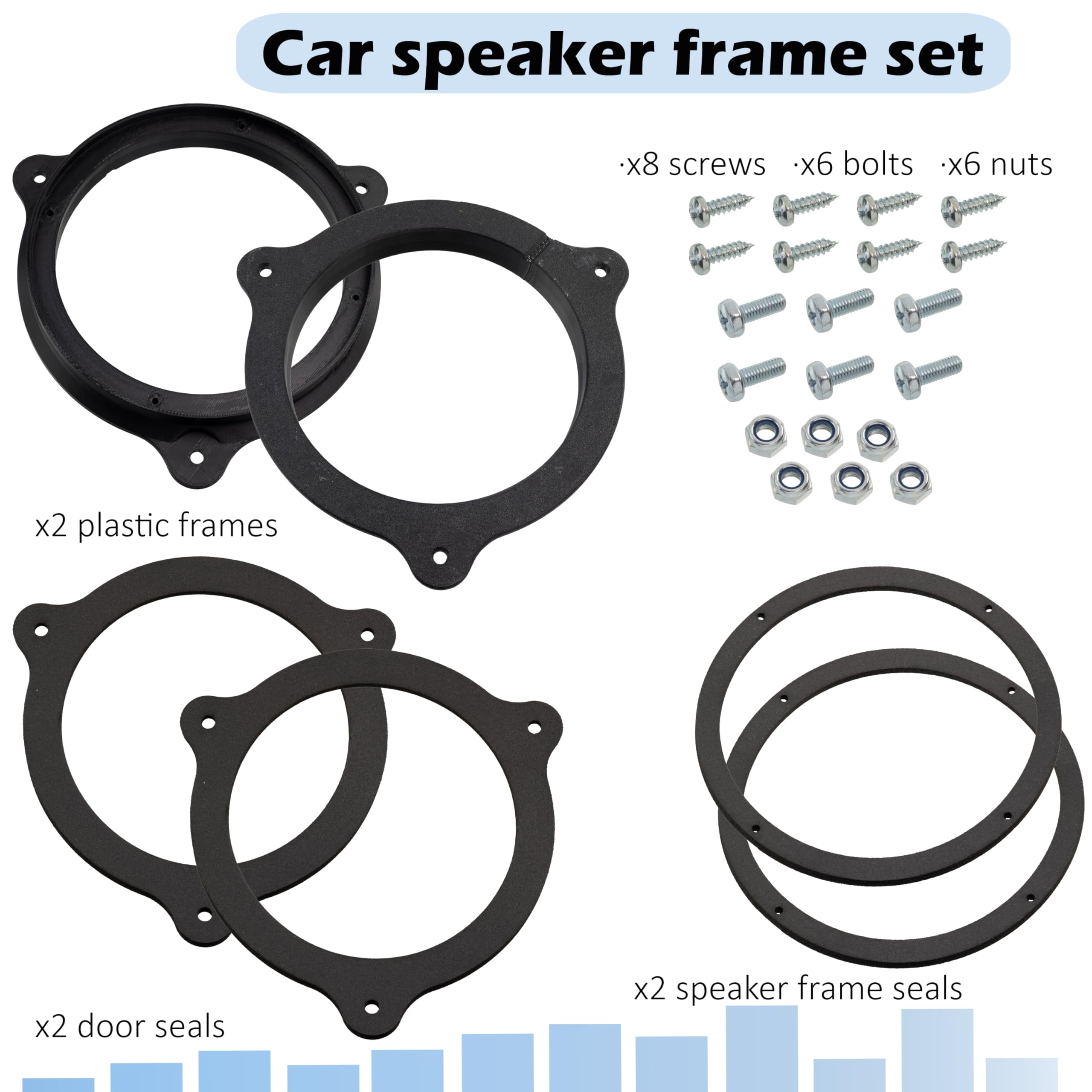 AERZETIX | Kit de 2 adaptadores/Soportes para Altavoces Ø165mm Compatible con Renault Clio MK4 para Puertas Delanteras