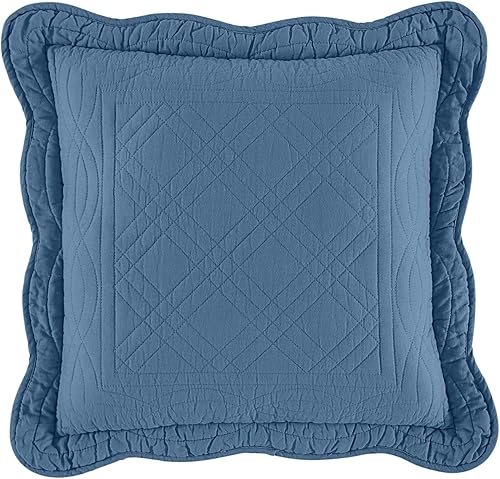 BrylaneHome Florence - Almohada cuadrada de 16 pulgadas, color azul ahumado
