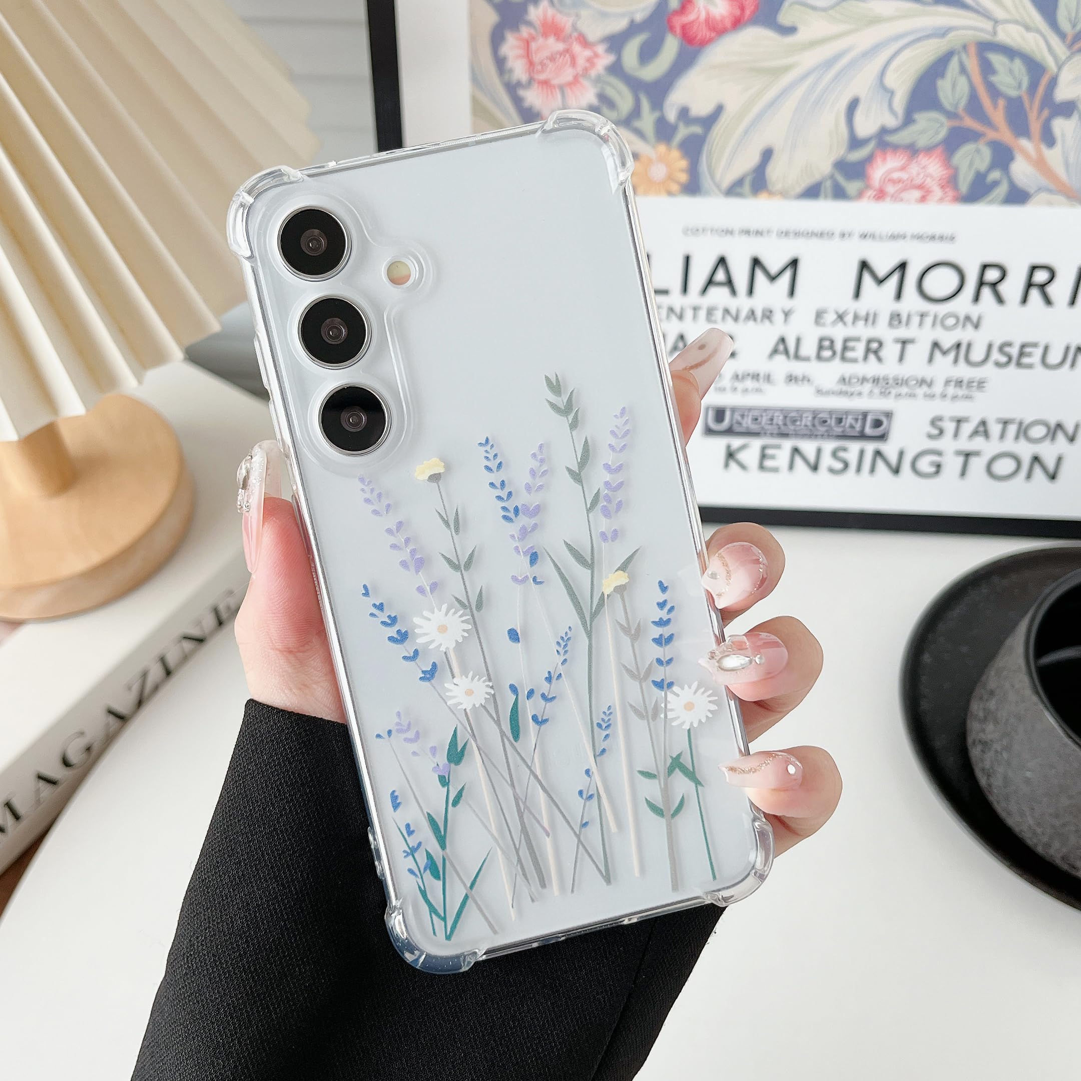 ZTOFERA Case for Samsung Galaxy A35 5G, Transparent Clear Soft TPU Case with Flower Pattern, Ultra Slim Anti-scratch Silicone Gel Protective Bumper Cover for Samsung A35 - Lavender